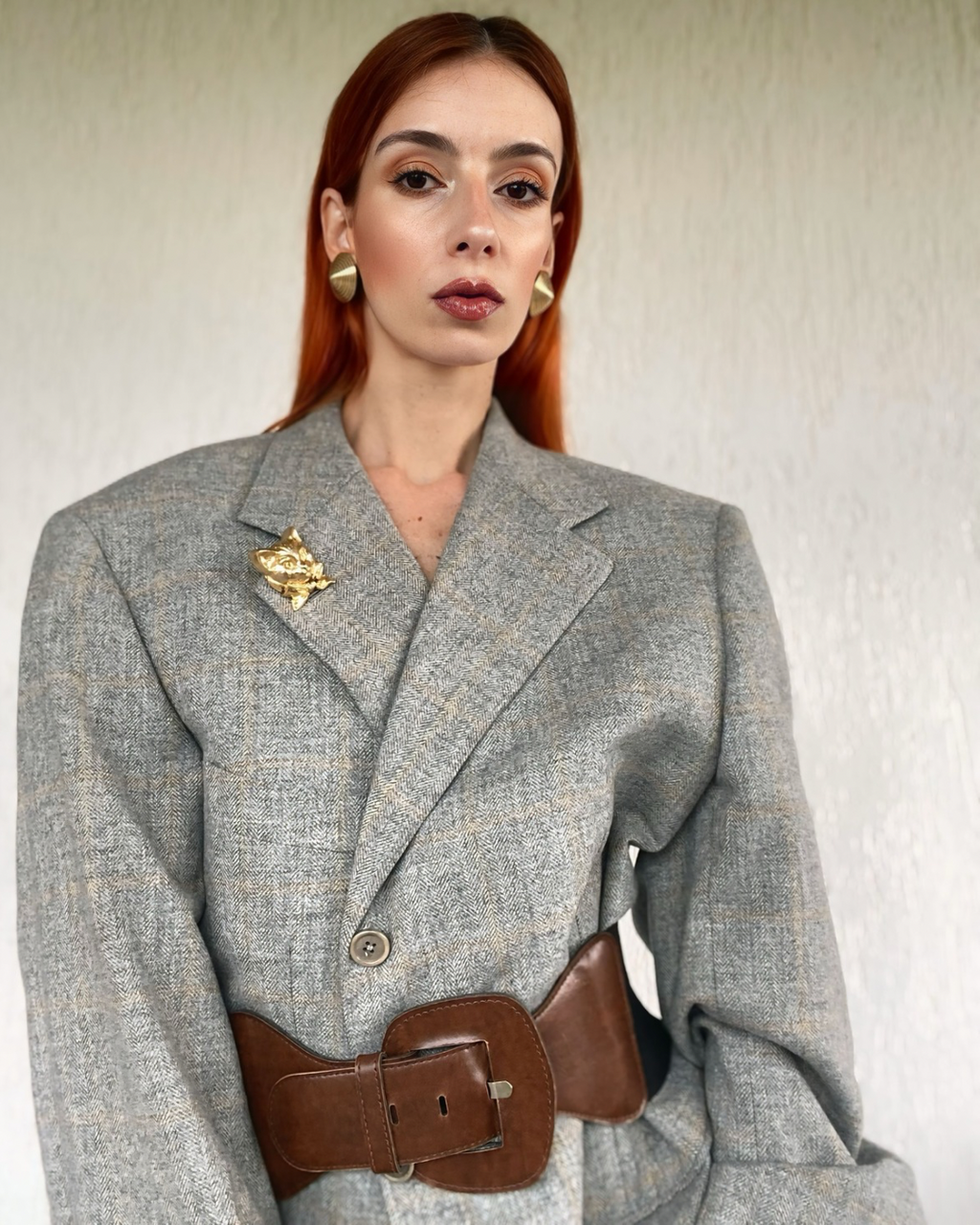 Blazer boxy gris cendré à simple boutonnage