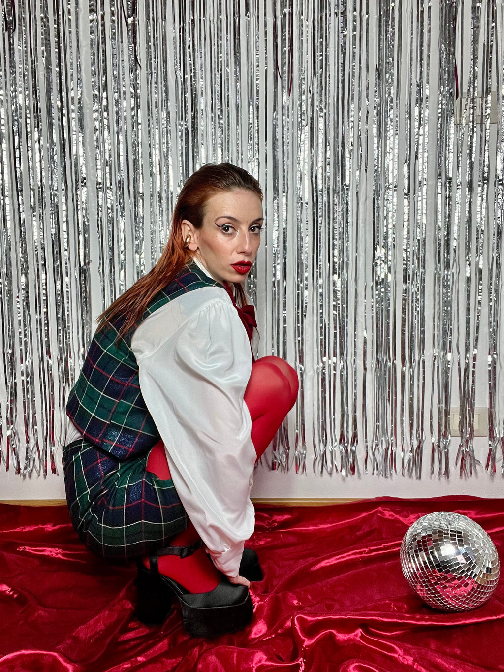Completo tartan Minigonna Gilet