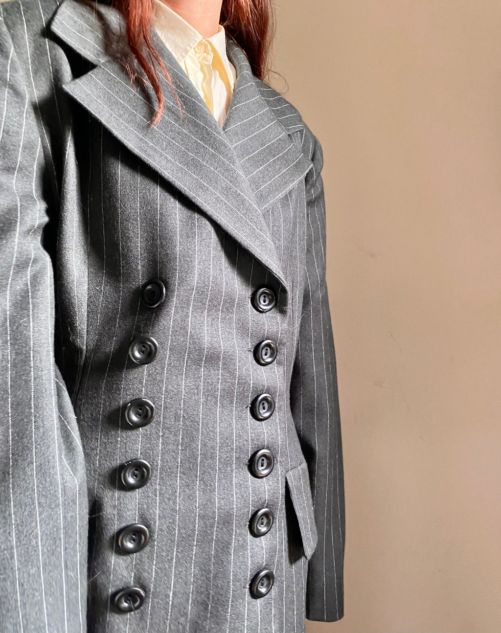 Blazer sfiancato gessato doppiopetto