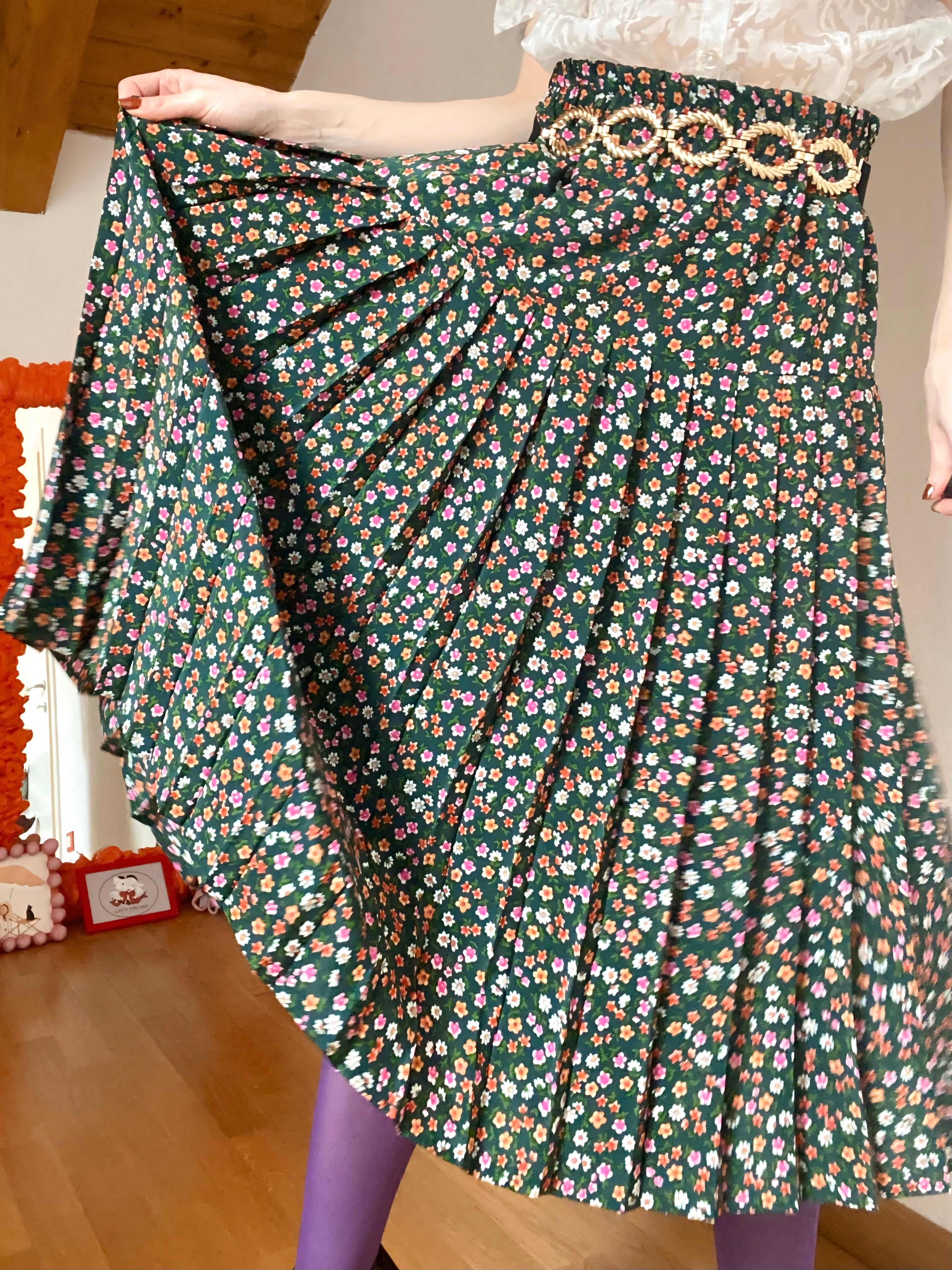 Gonna Midi a pieghe Floreale