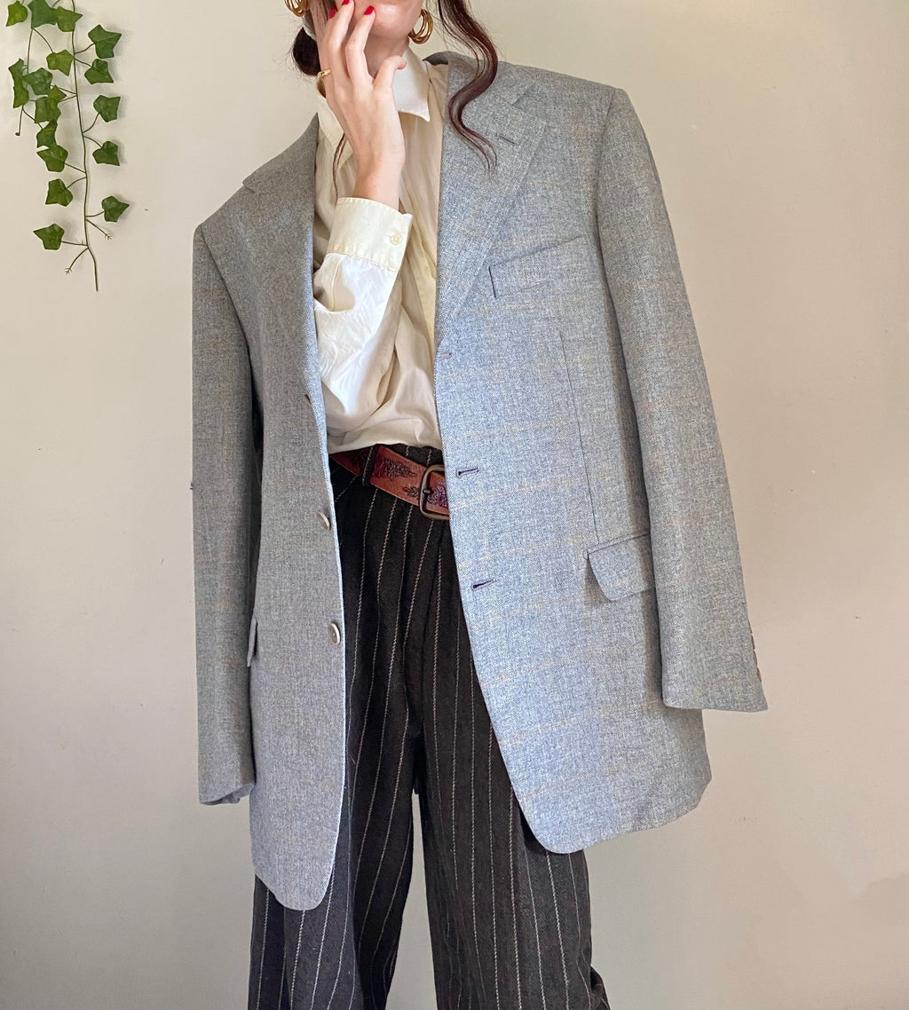 Blazer boxy grigio cenere monopetto