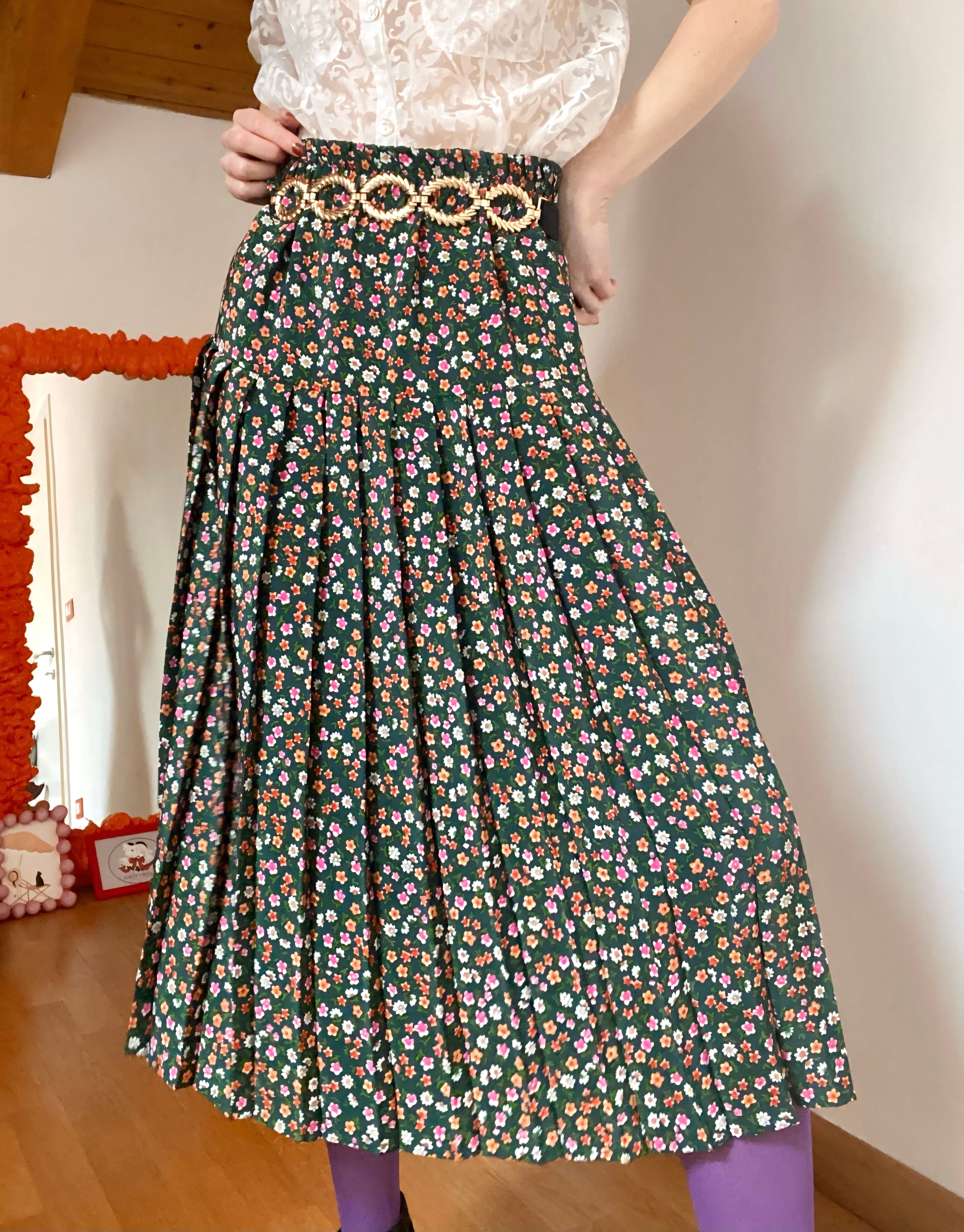 Gonna Midi a pieghe Floreale