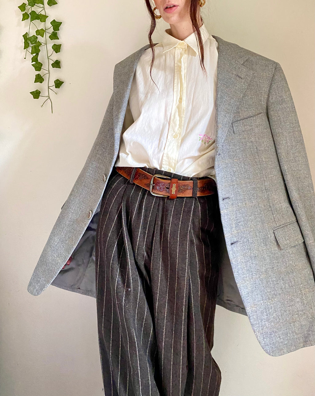 Blazer boxy grigio cenere monopetto