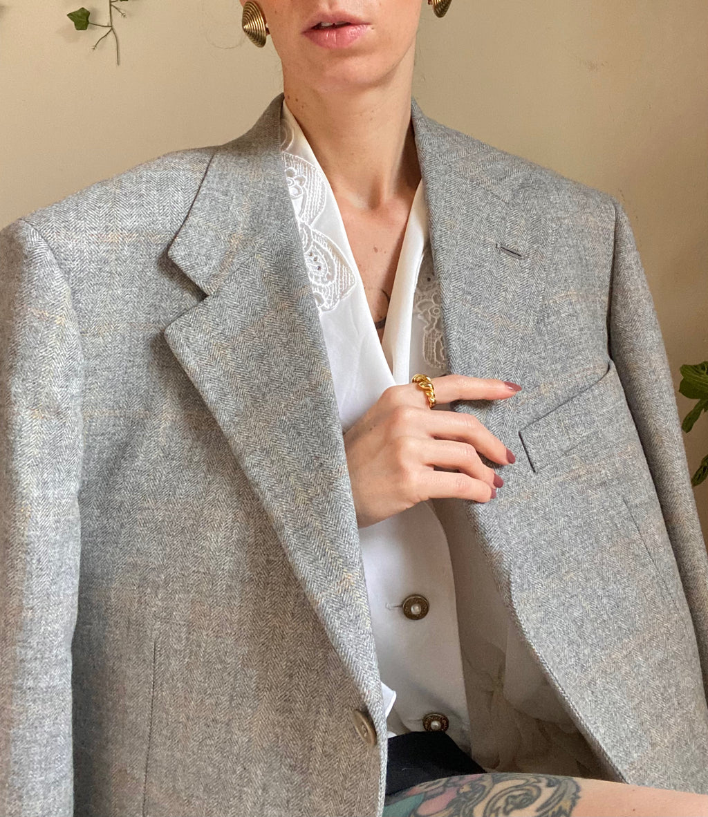 Blazer boxy grigio cenere monopetto