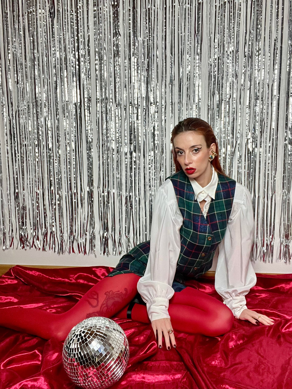 Completo tartan Minigonna Gilet
