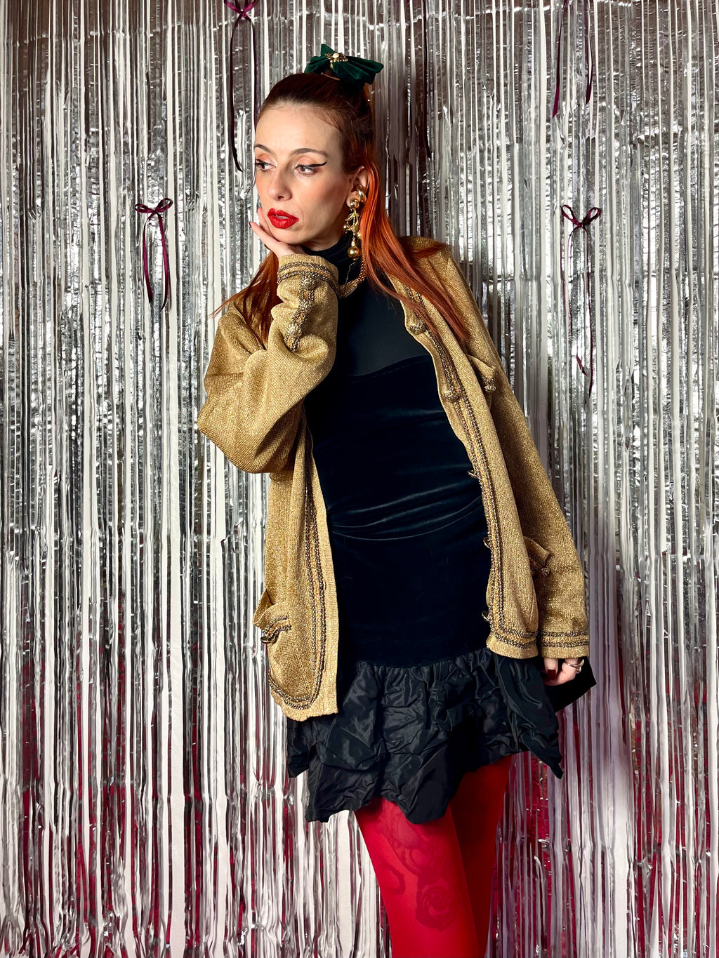 Cardigan dorato brillantinato