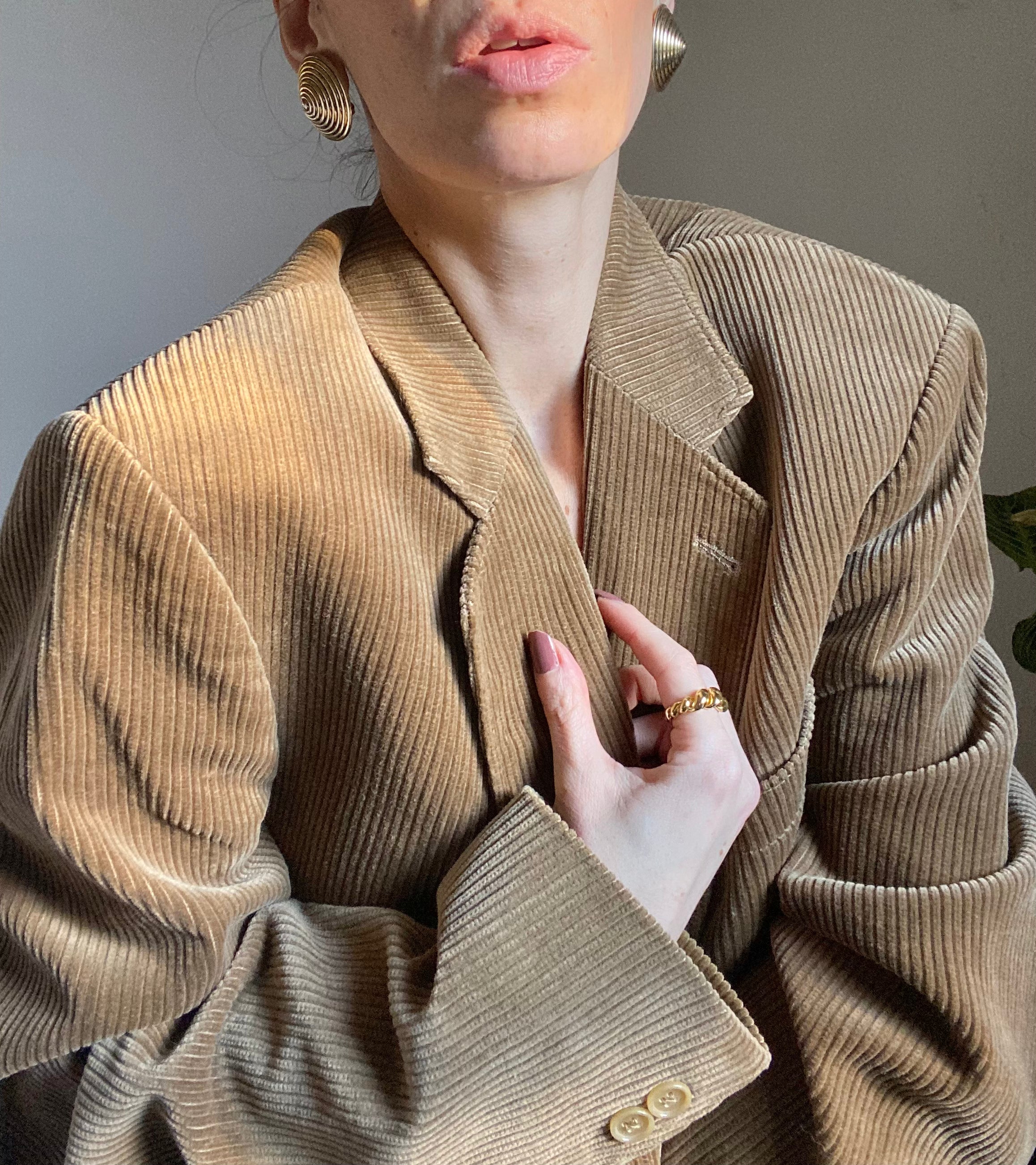 Blazer boxy sabbia in velluto a coste