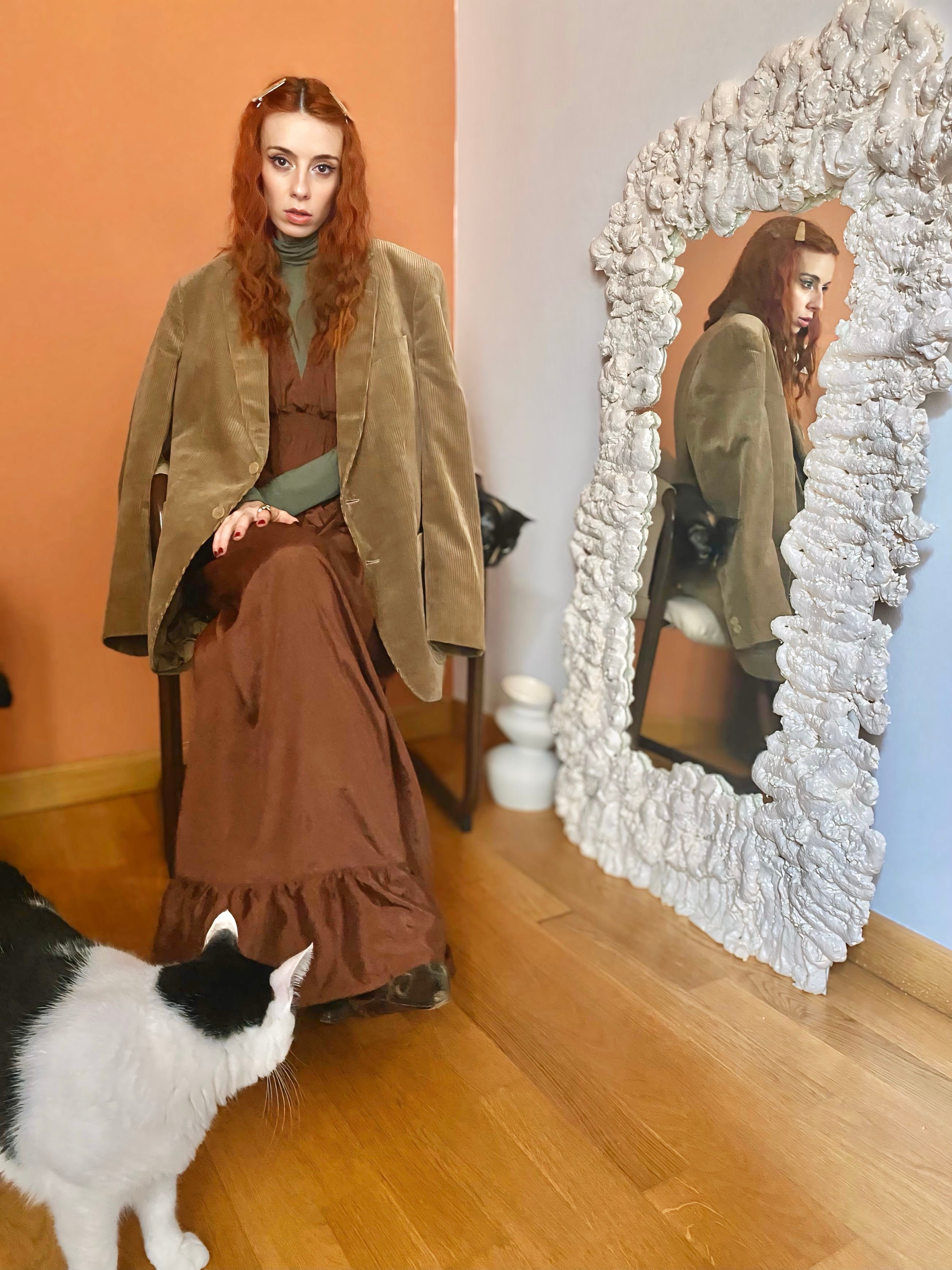 Blazer boxy sabbia in velluto a coste