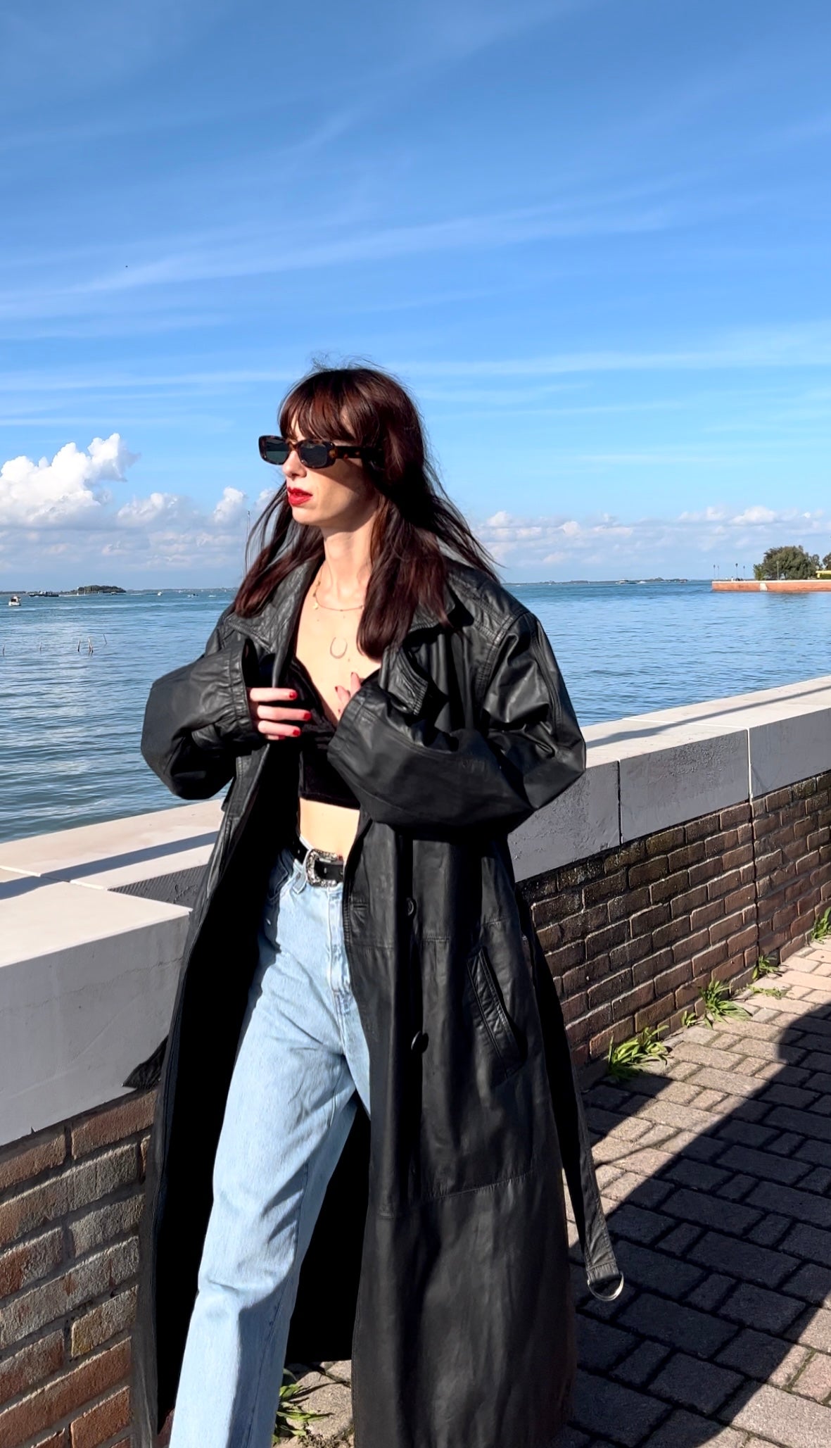 Trench oversize en cuir