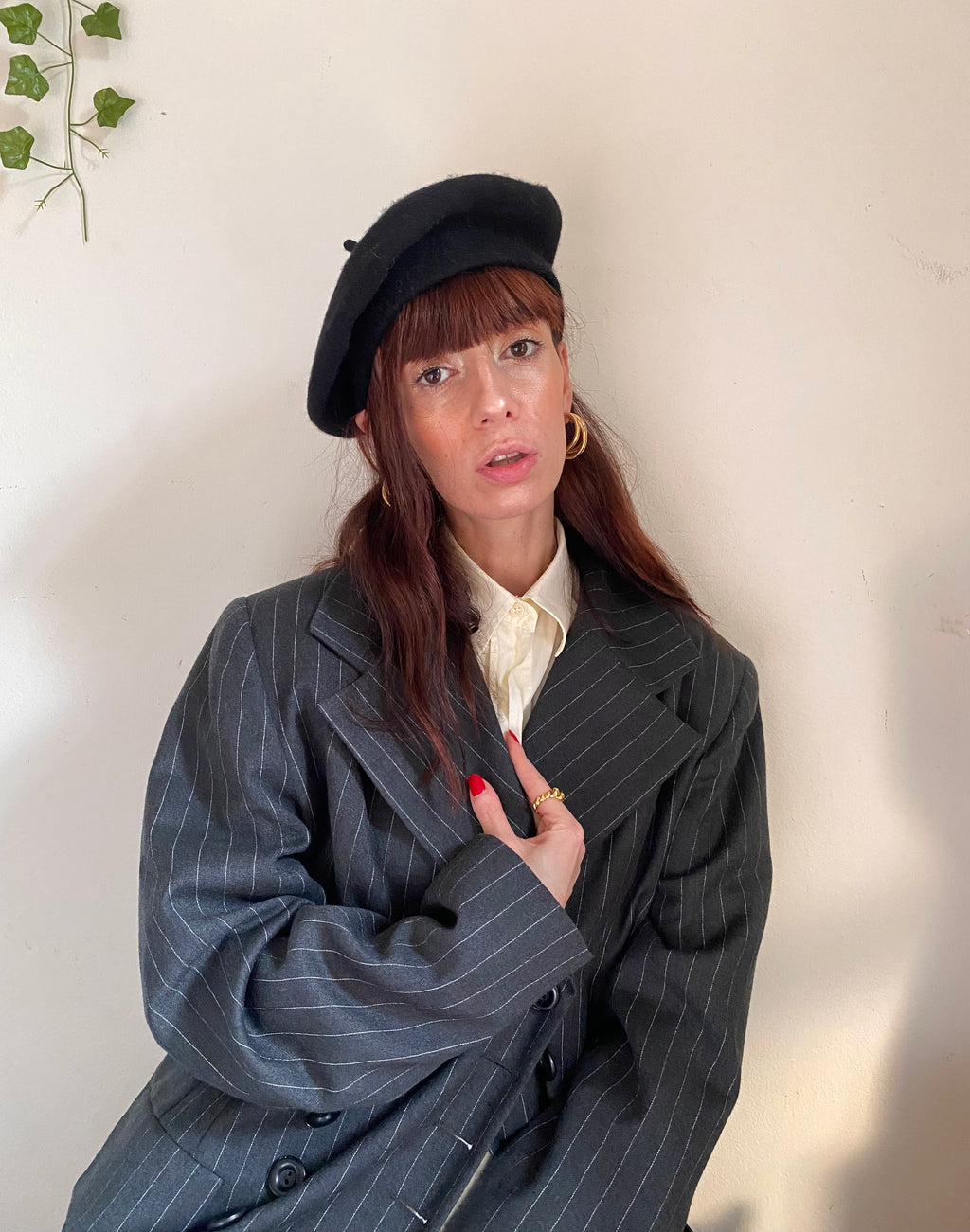 Blazer sfiancato gessato doppiopetto
