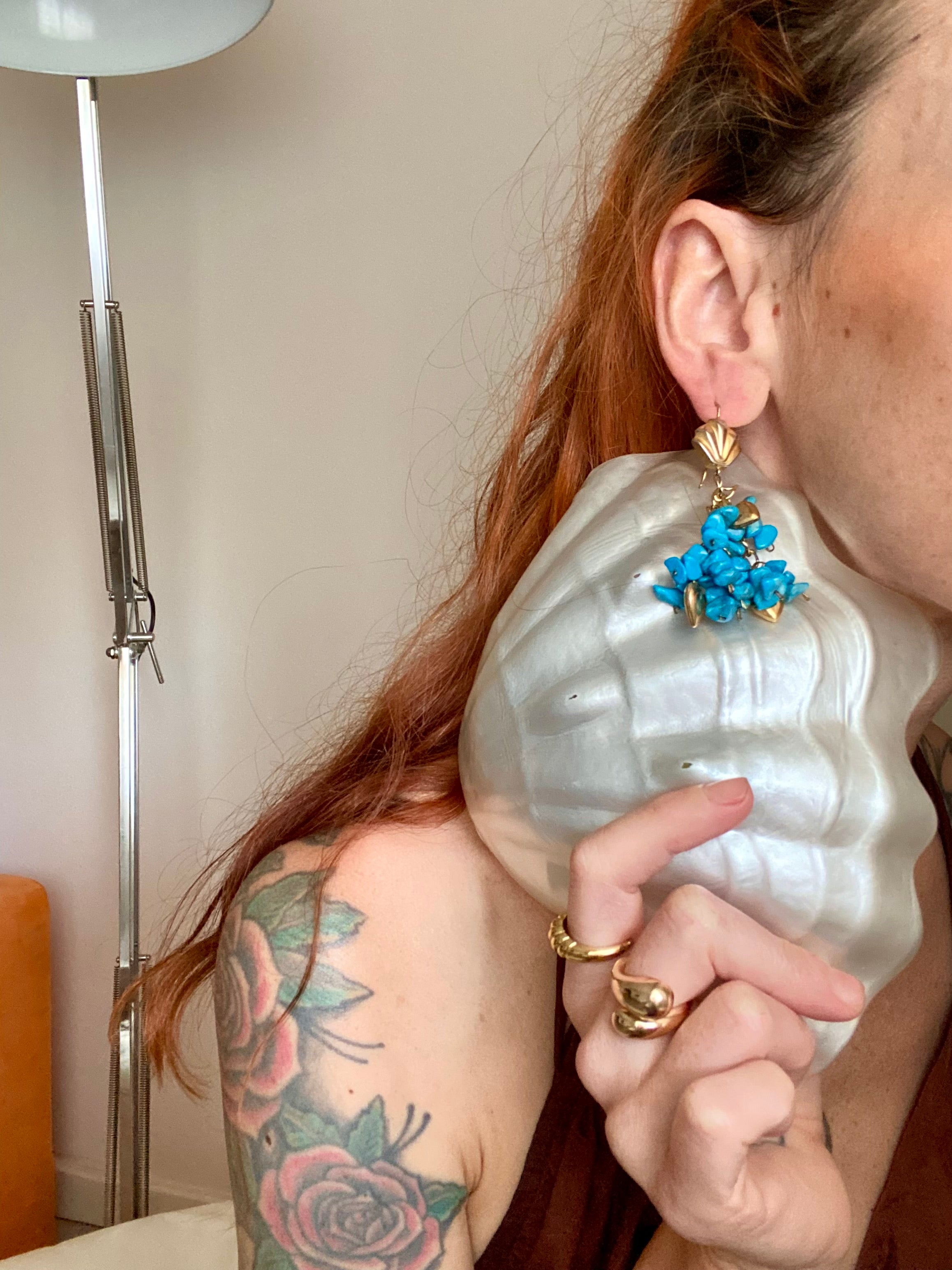 Ischia Orecchini a conchiglia e turchesi