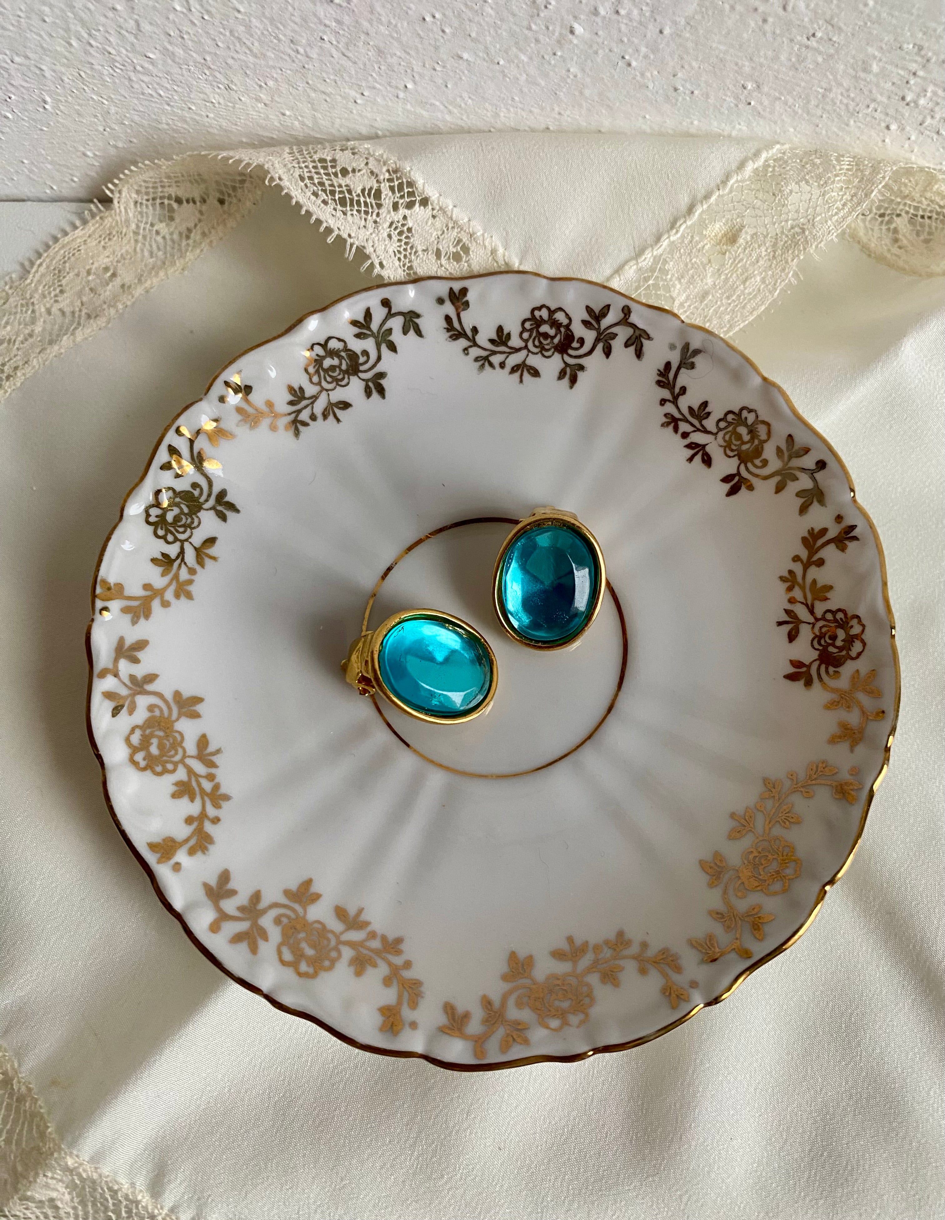 Celeste orecchini a bottone