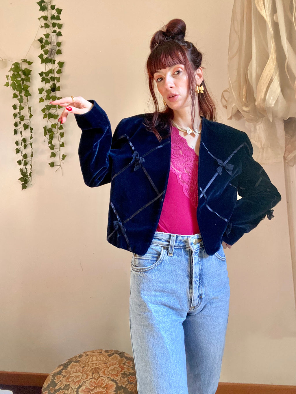 Blazer velvet bolero fiocchi