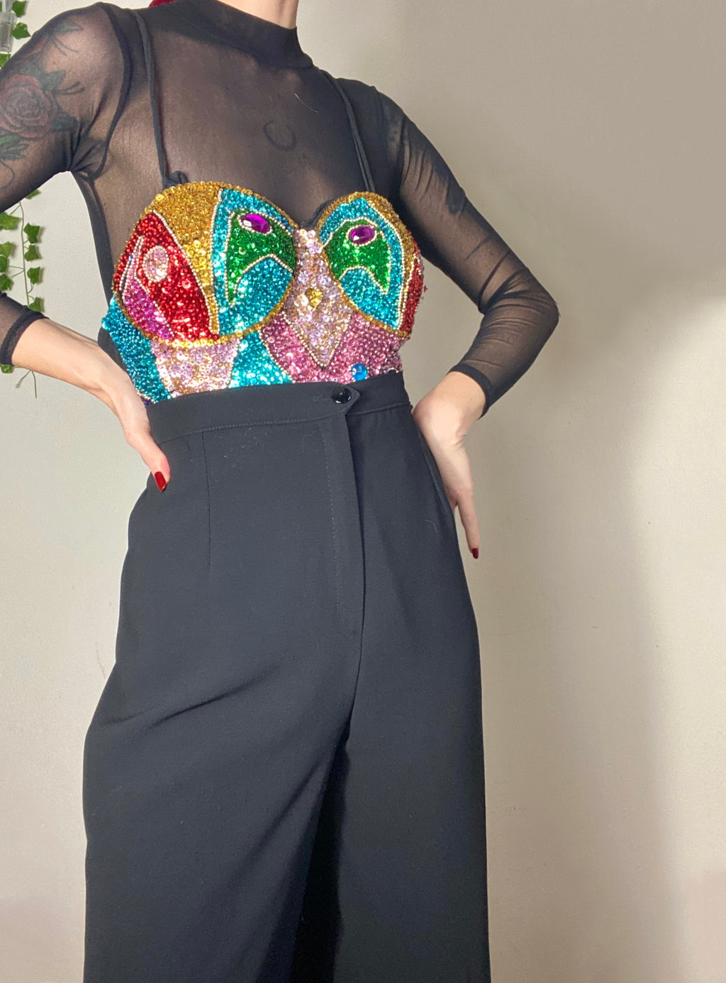 Body corsetto rigido con lustrini