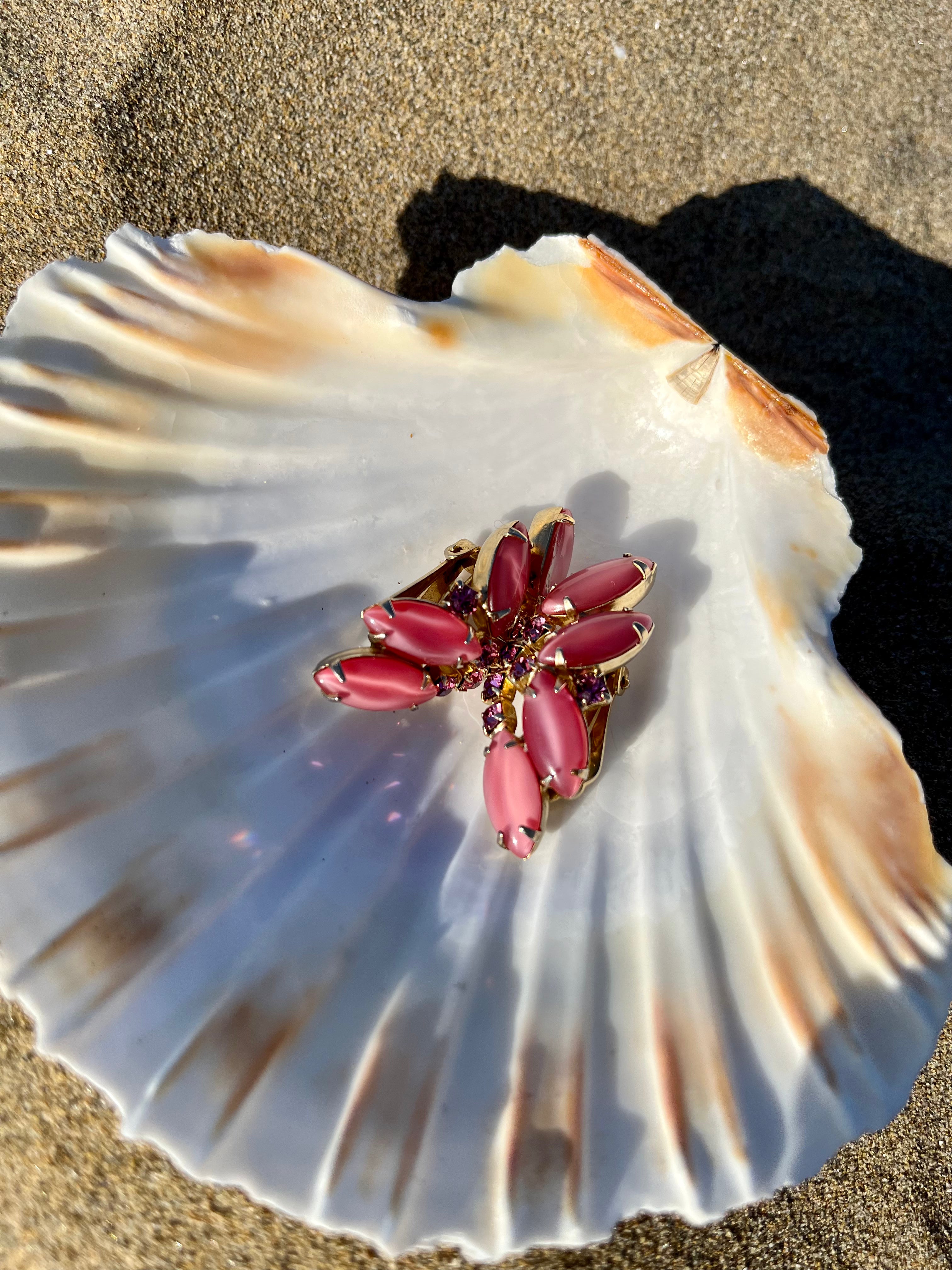 Boucles d'oreilles roses des années 80 avec strass