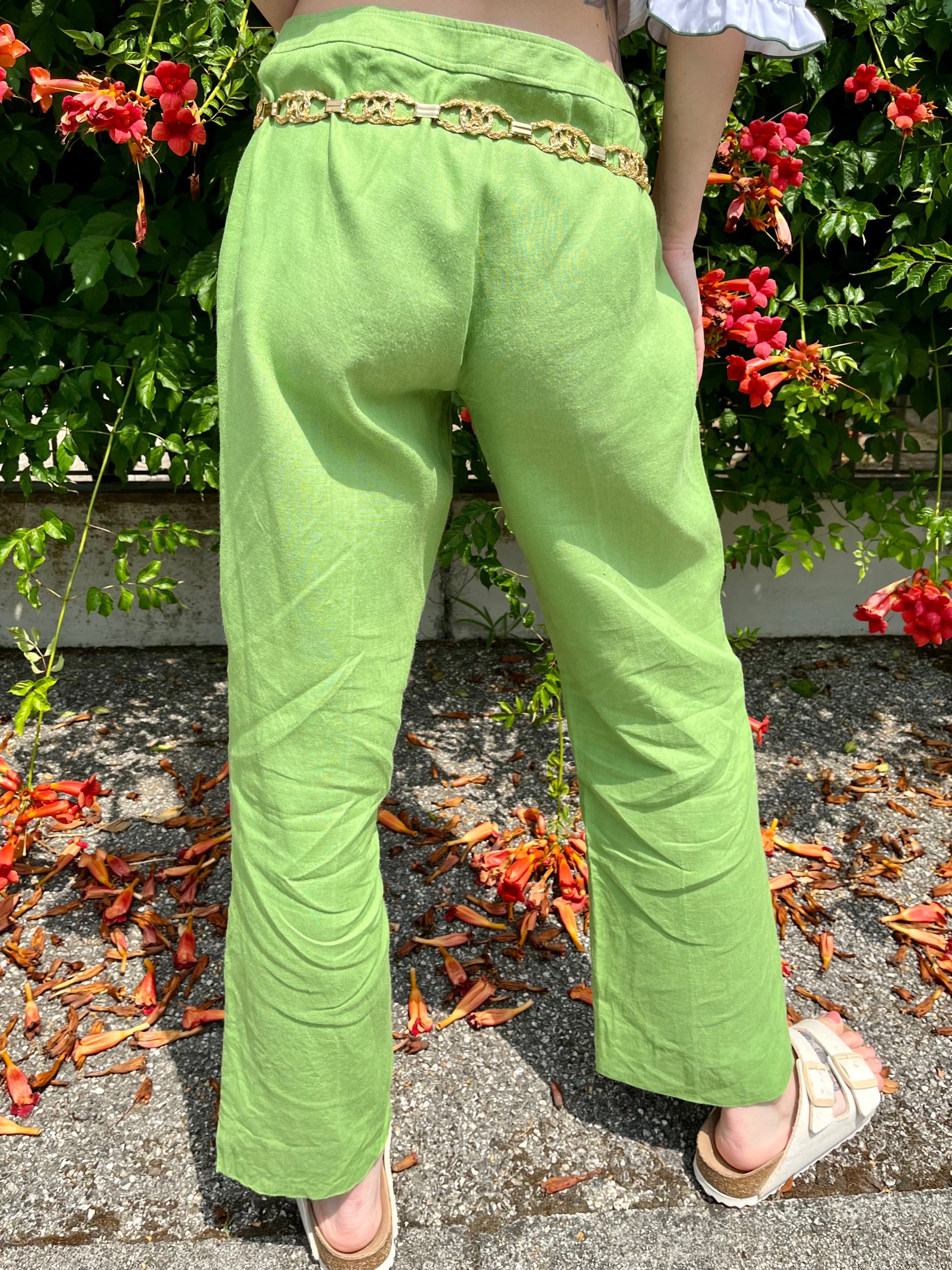 Lime pantalone Marella in lino
