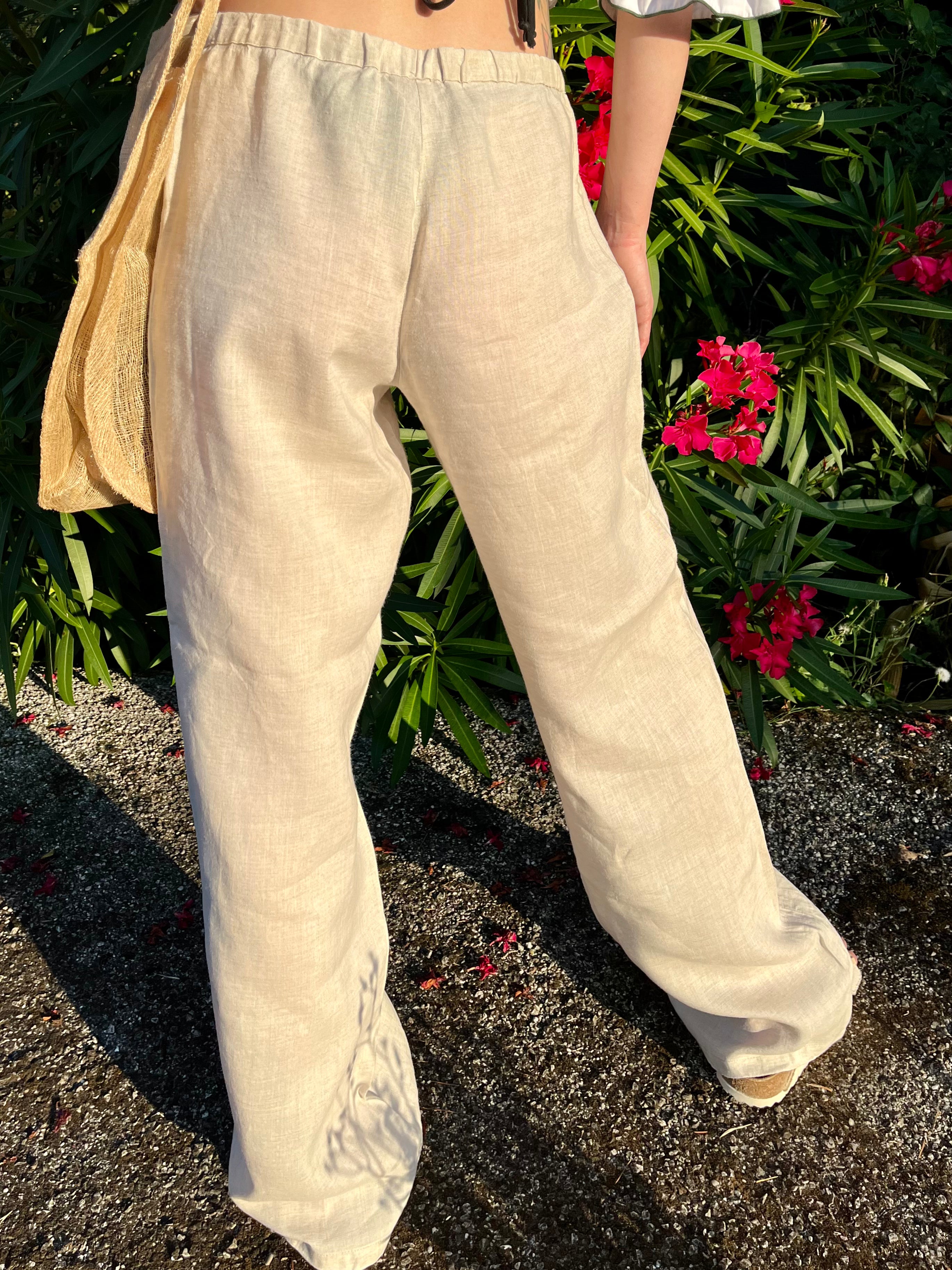 Pantalon en lin sable Benetton