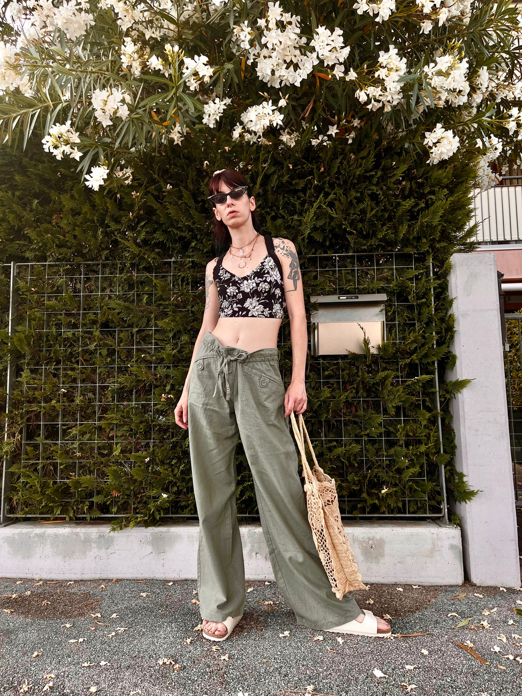 Menta pantaloni in lino