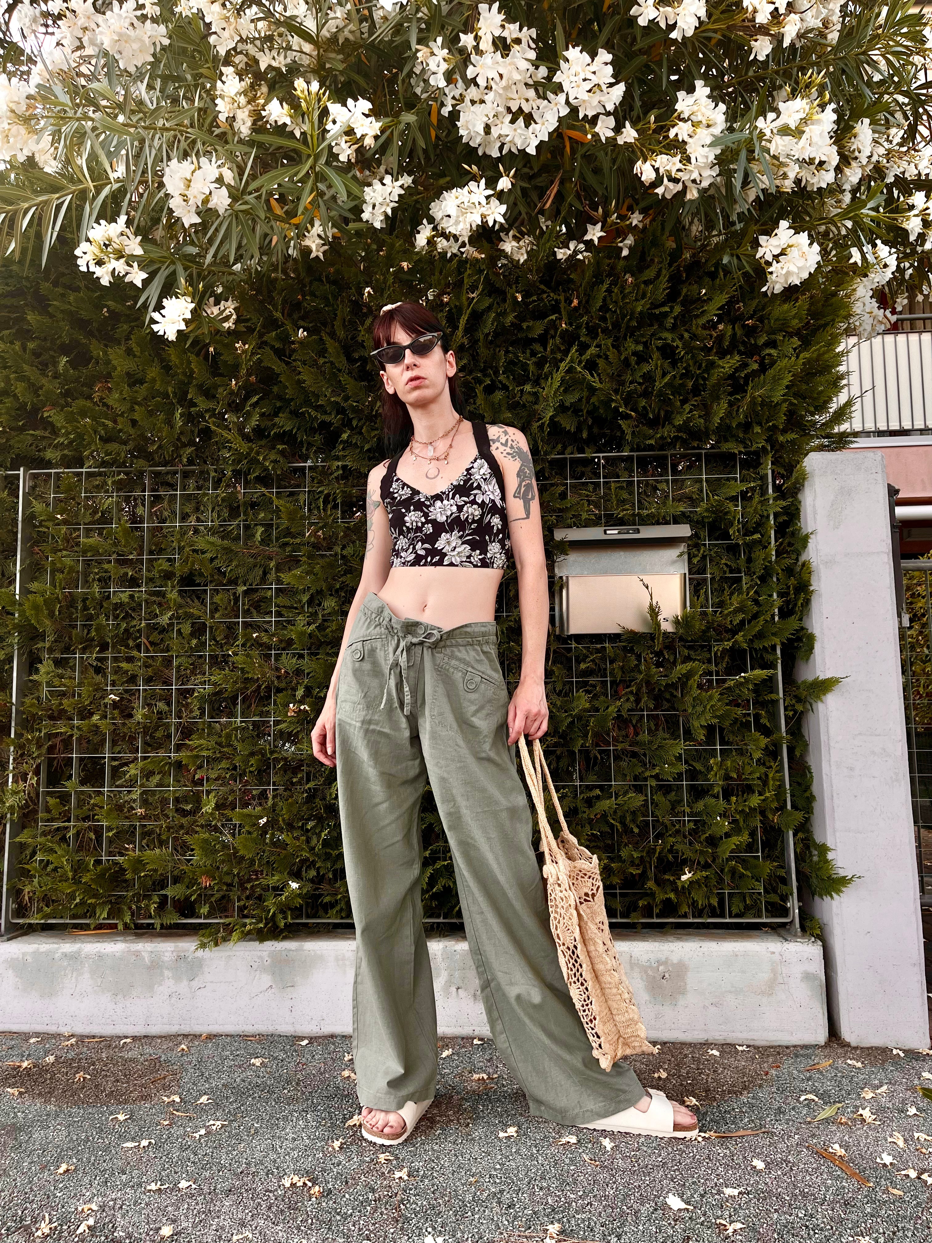 Pantalon en lin menthe