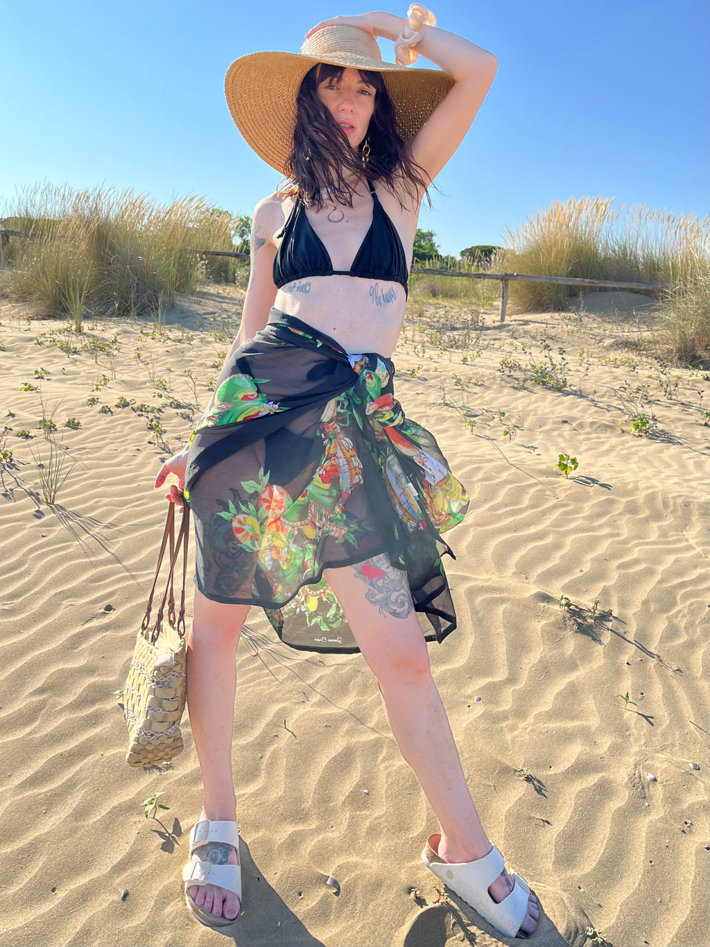 Foulard pareo floreale in velo