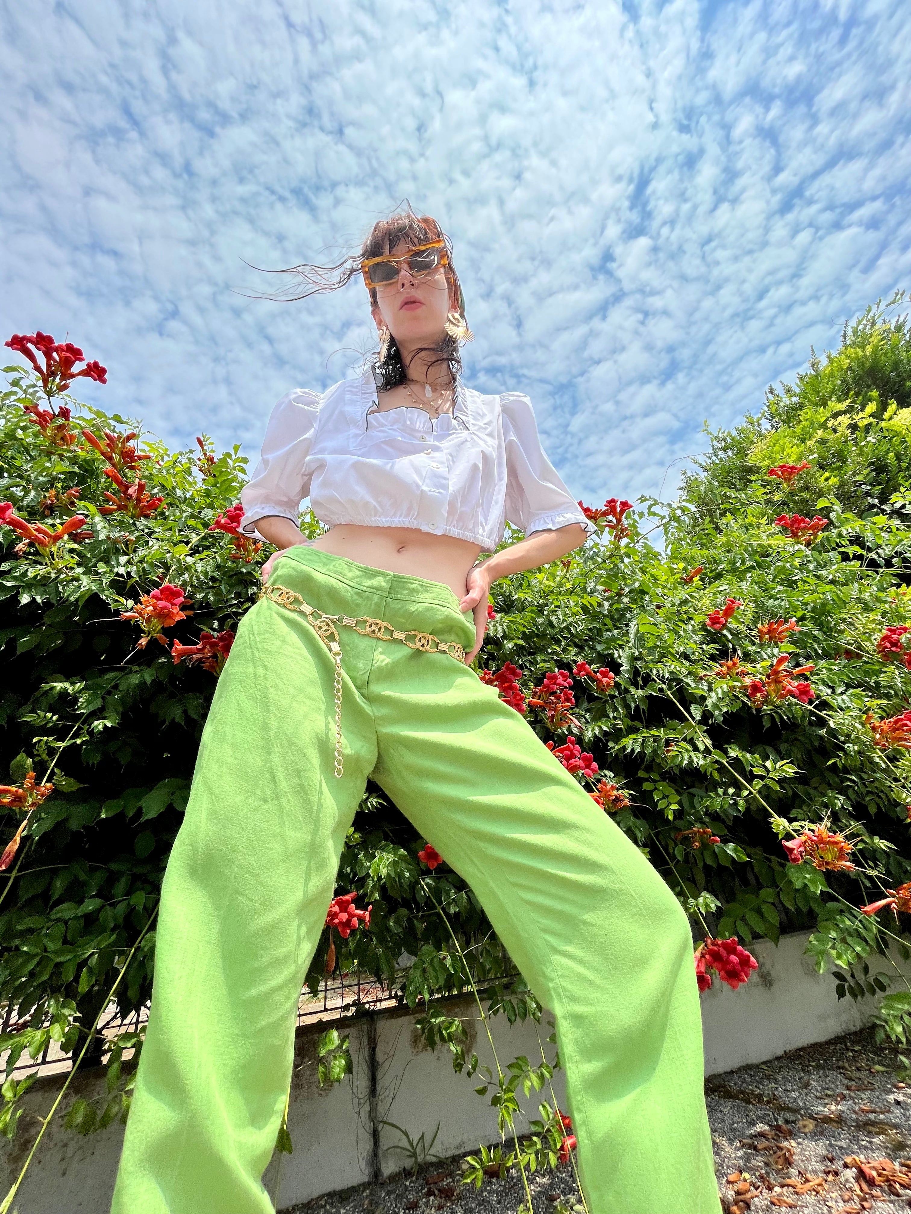 Lime pantalone Marella in lino