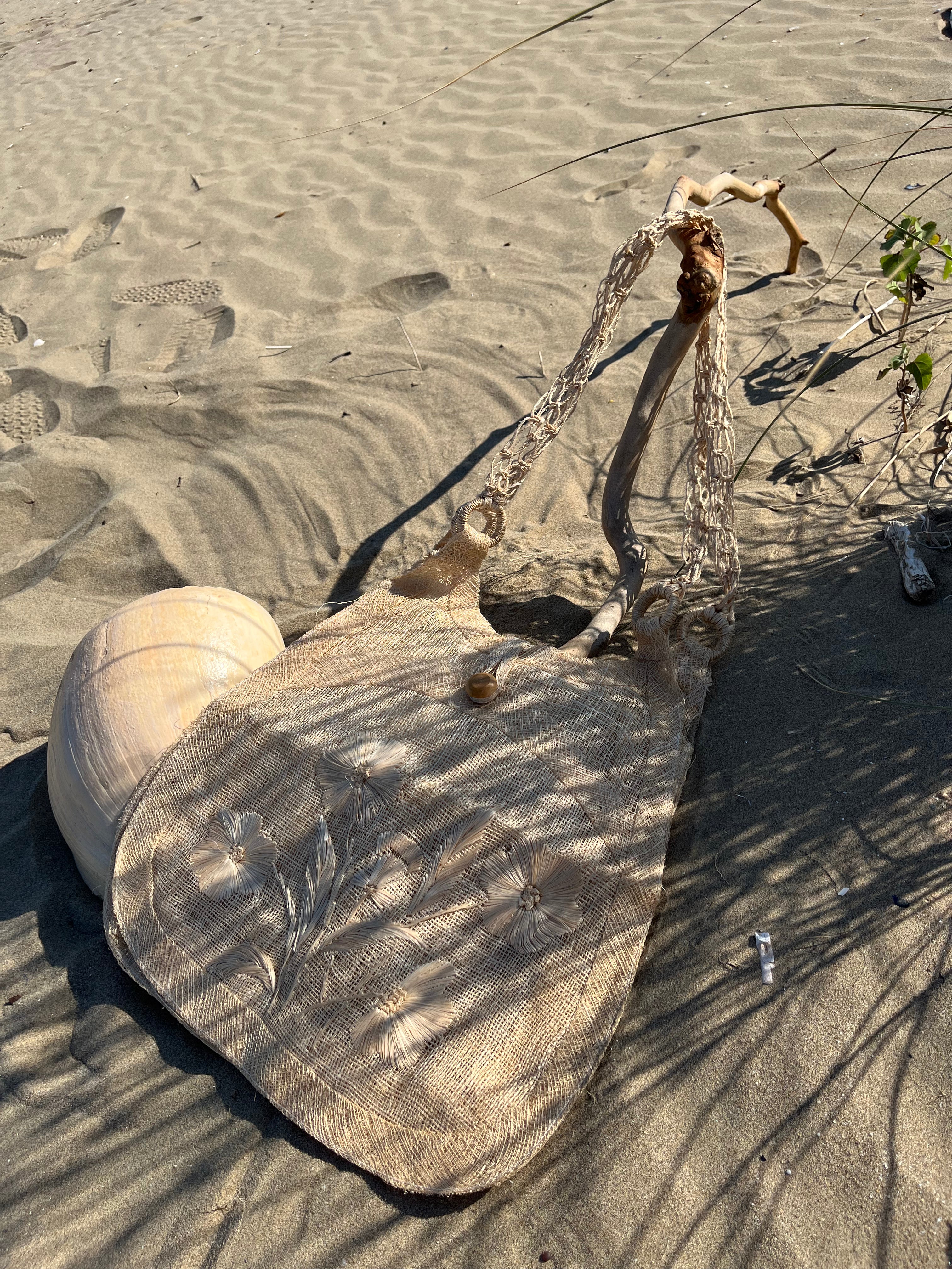 Flora borsa in paglia e iuta fina