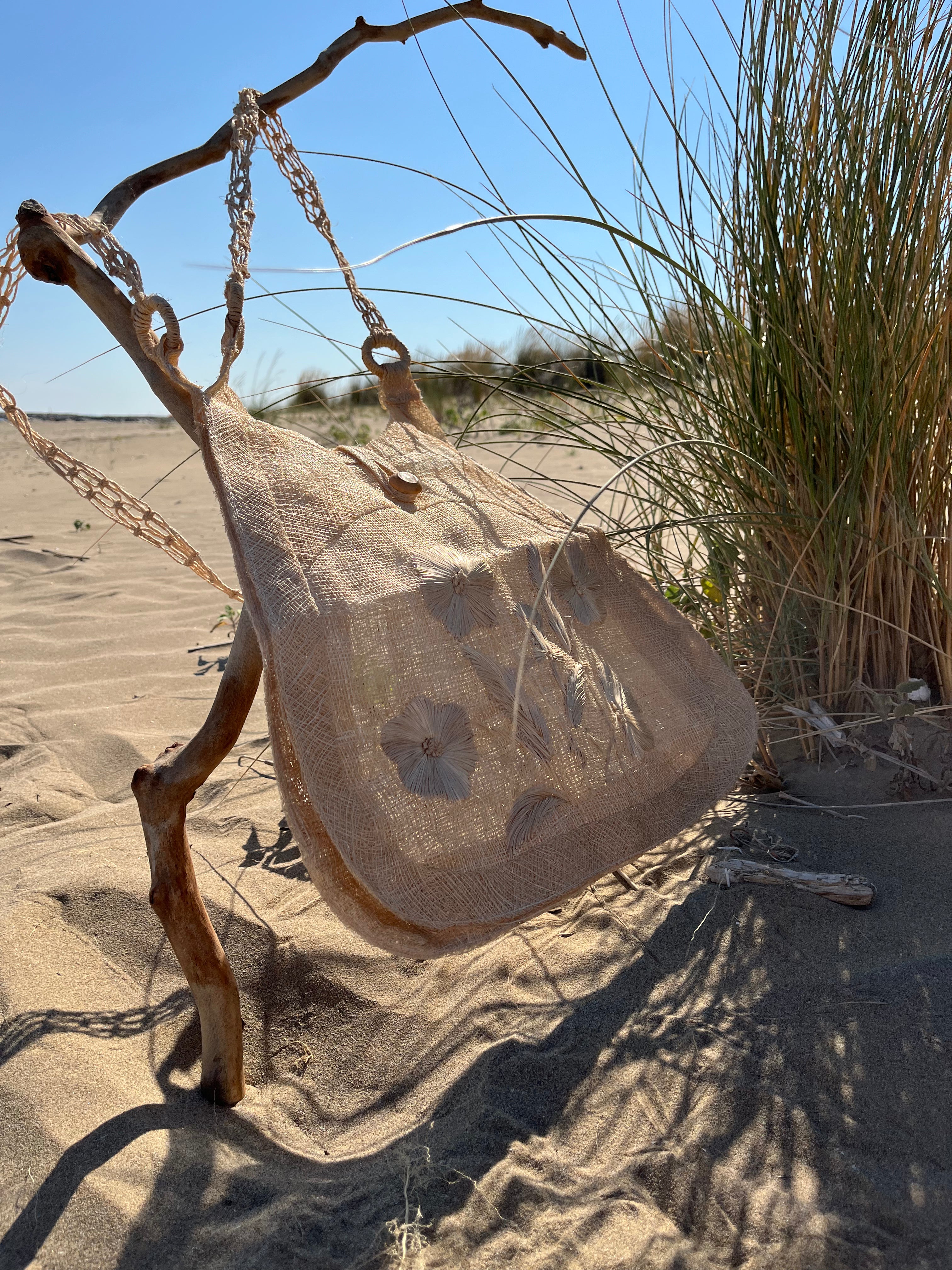 Flora borsa in paglia e iuta fina