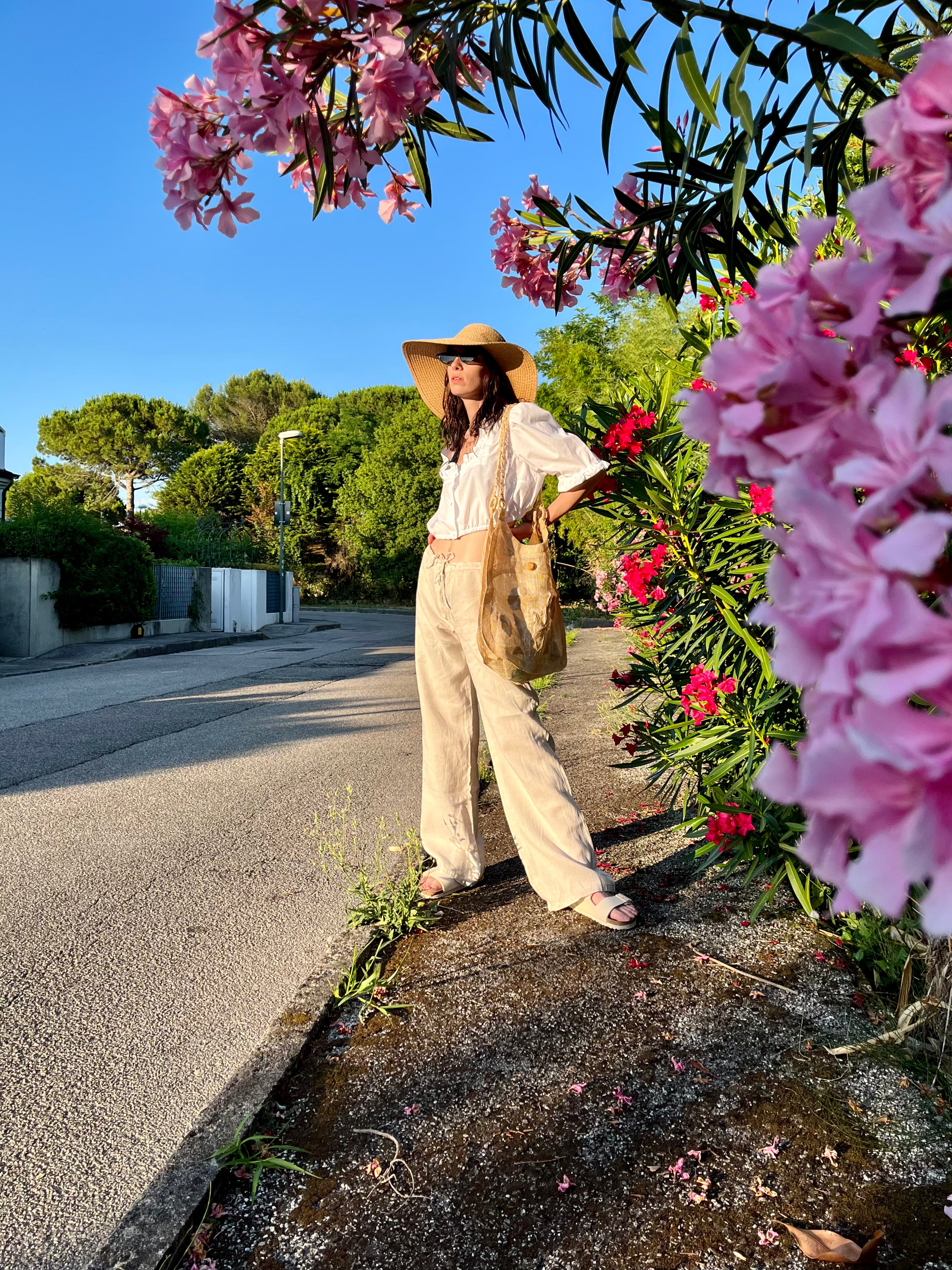 Flora borsa in paglia e iuta fina