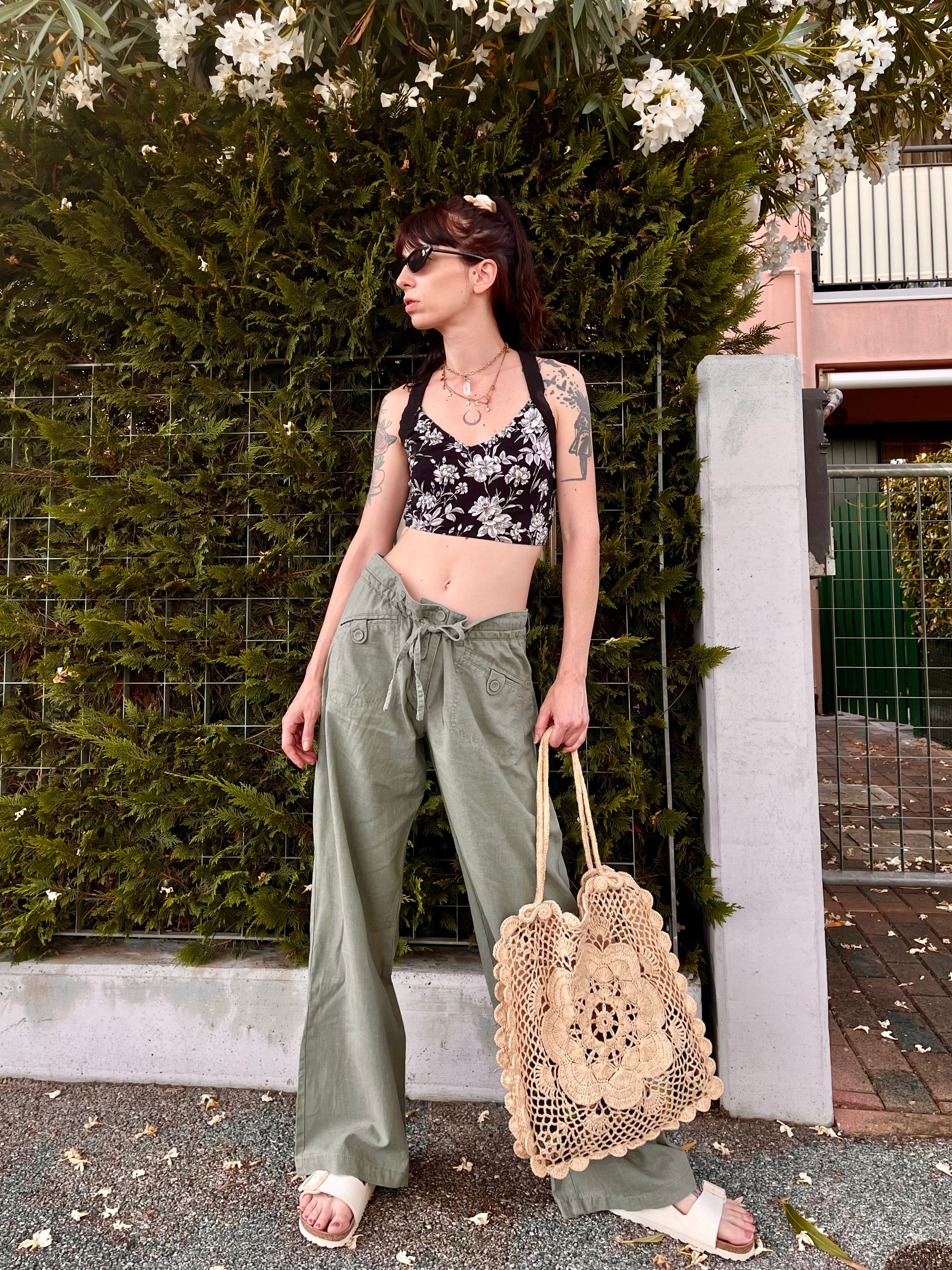 Menta pantaloni in lino