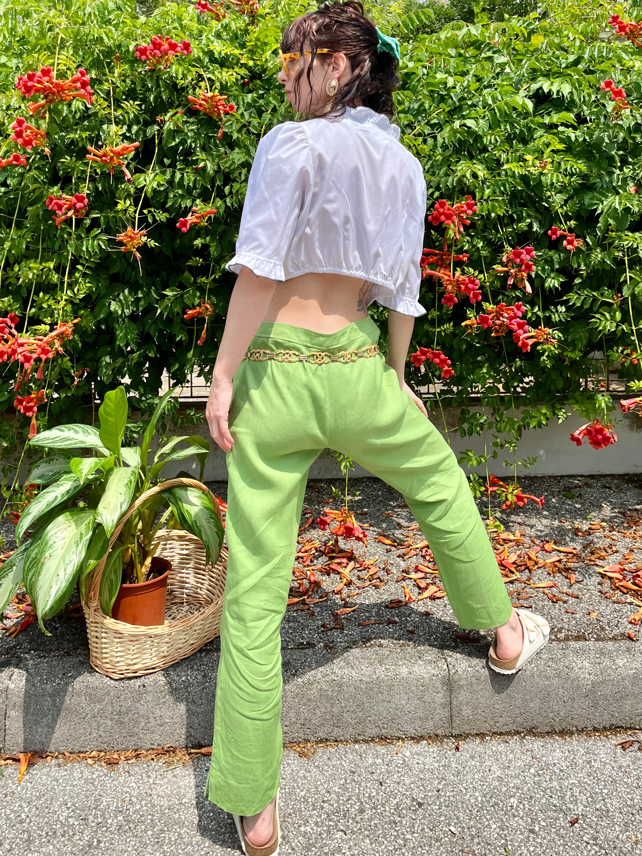 Lime pantalone Marella in lino