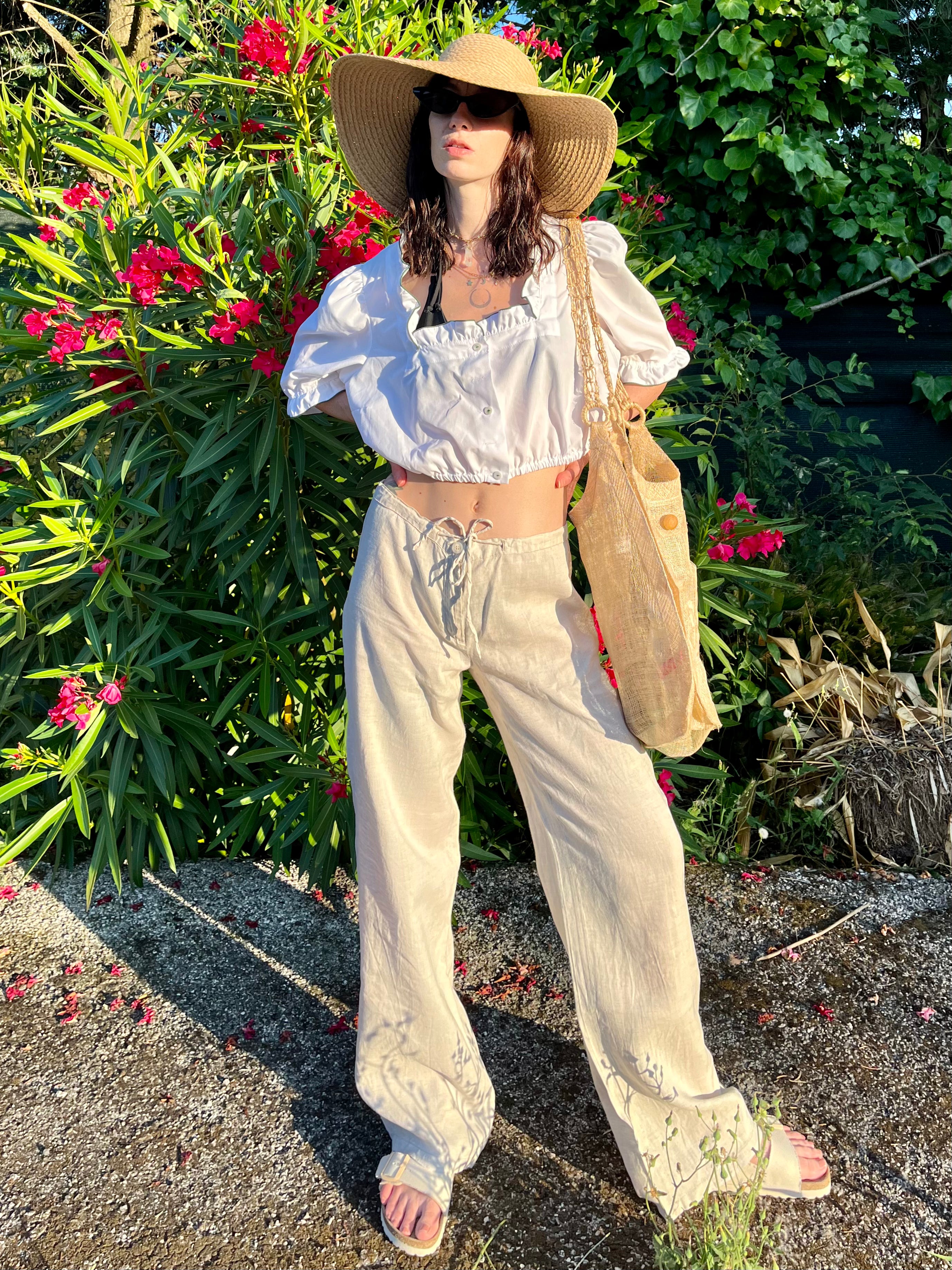 Flora borsa in paglia e iuta fina