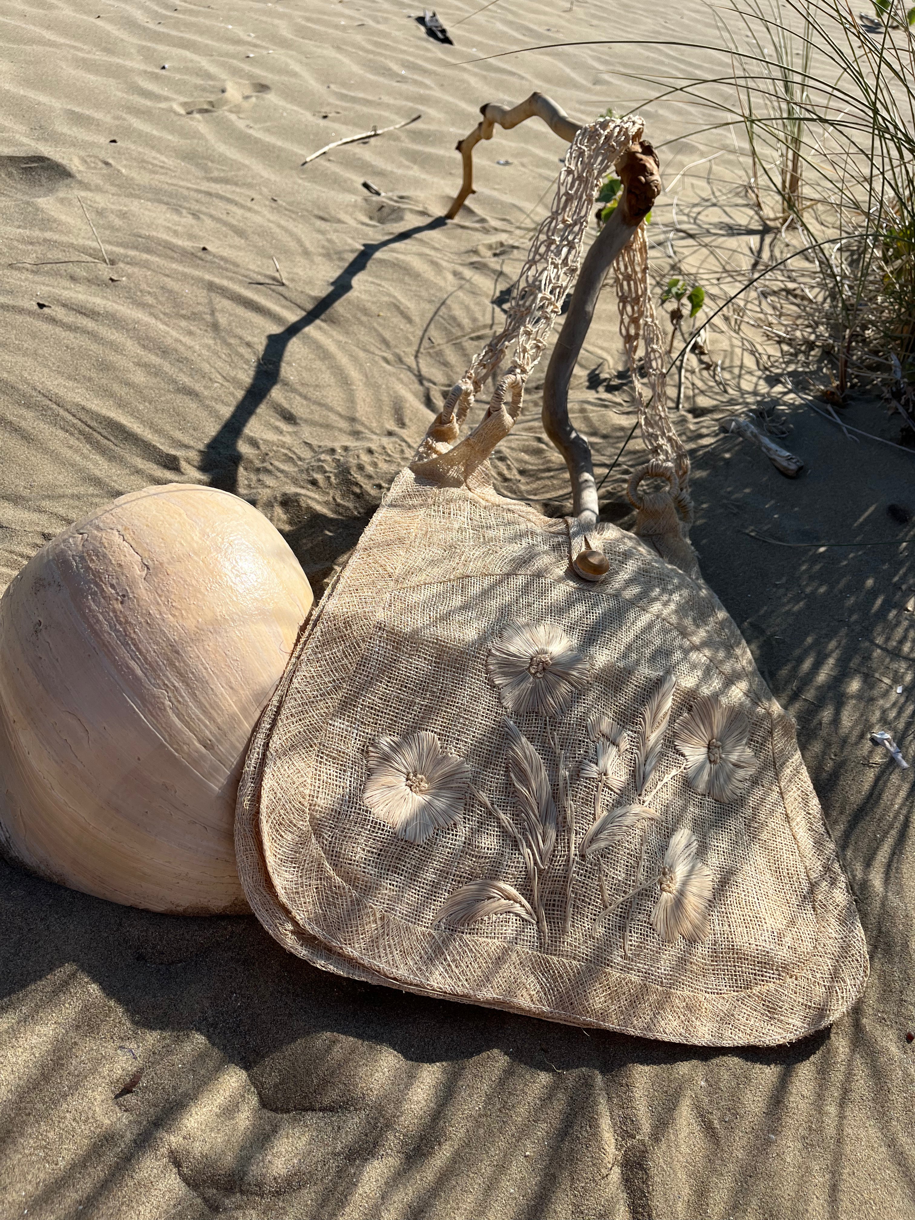 Flora borsa in paglia e iuta fina