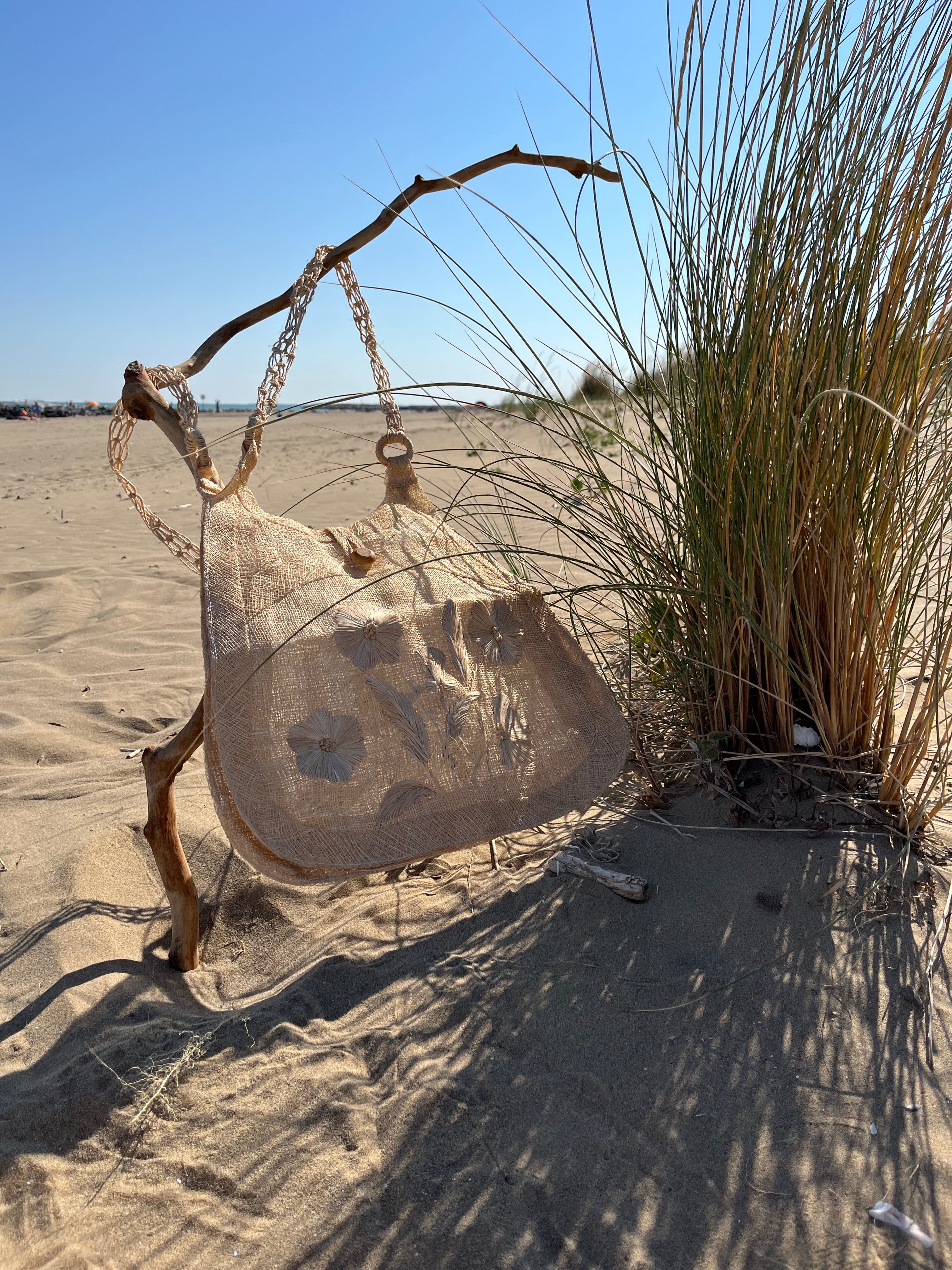 Flora borsa in paglia e iuta fina