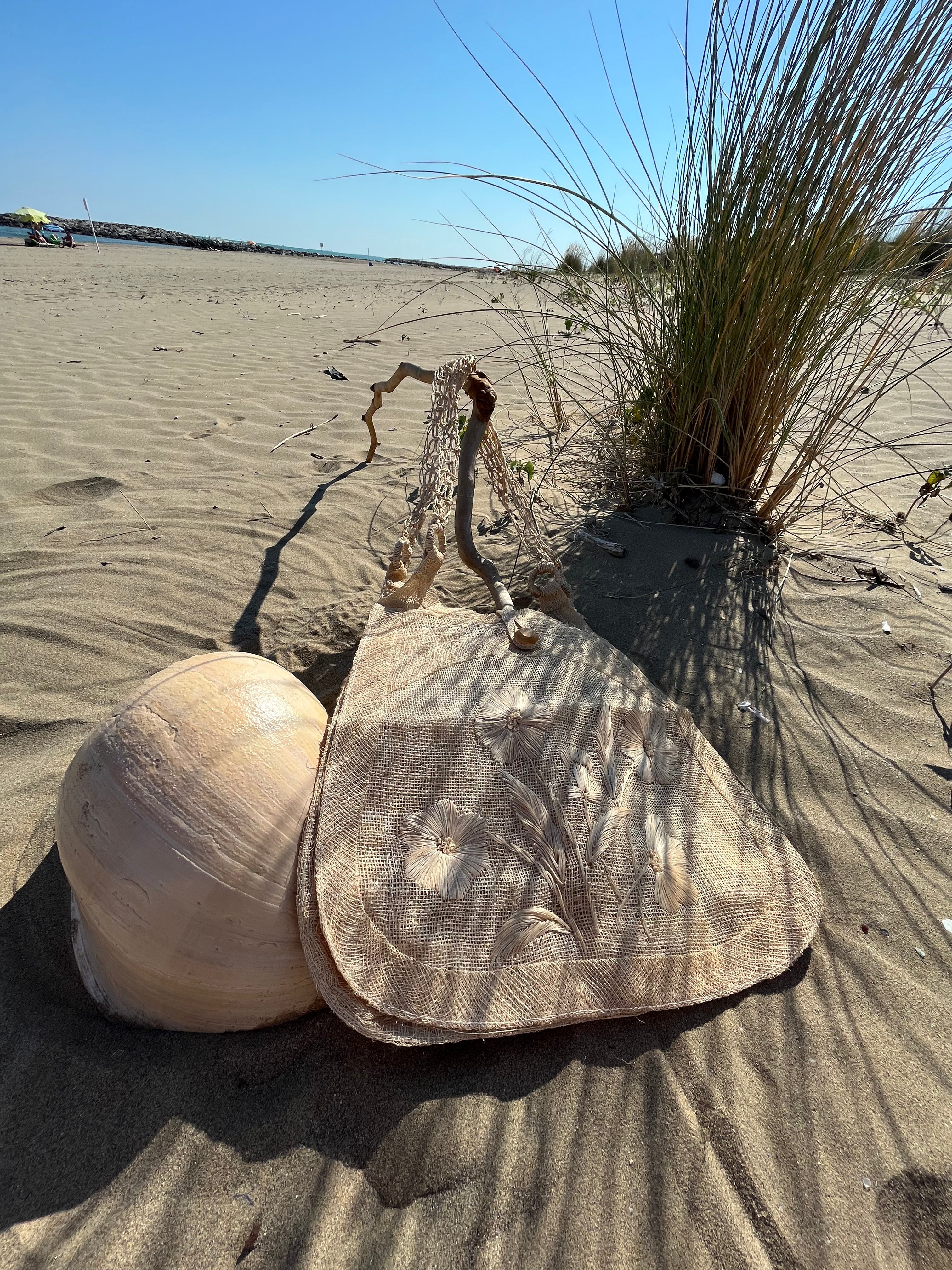 Flora borsa in paglia e iuta fina