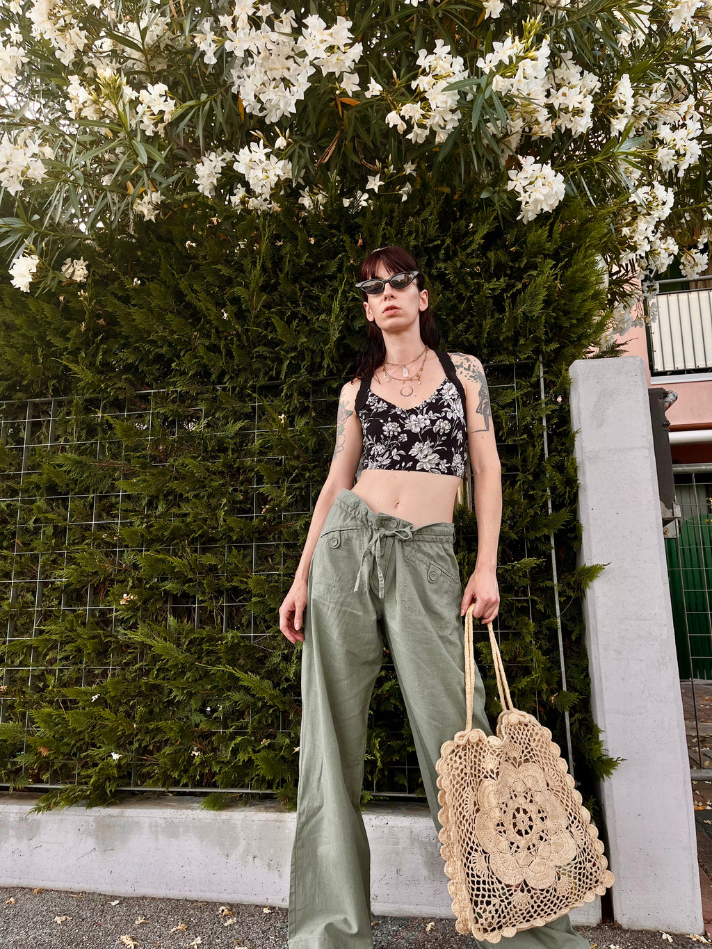 Menta pantaloni in lino