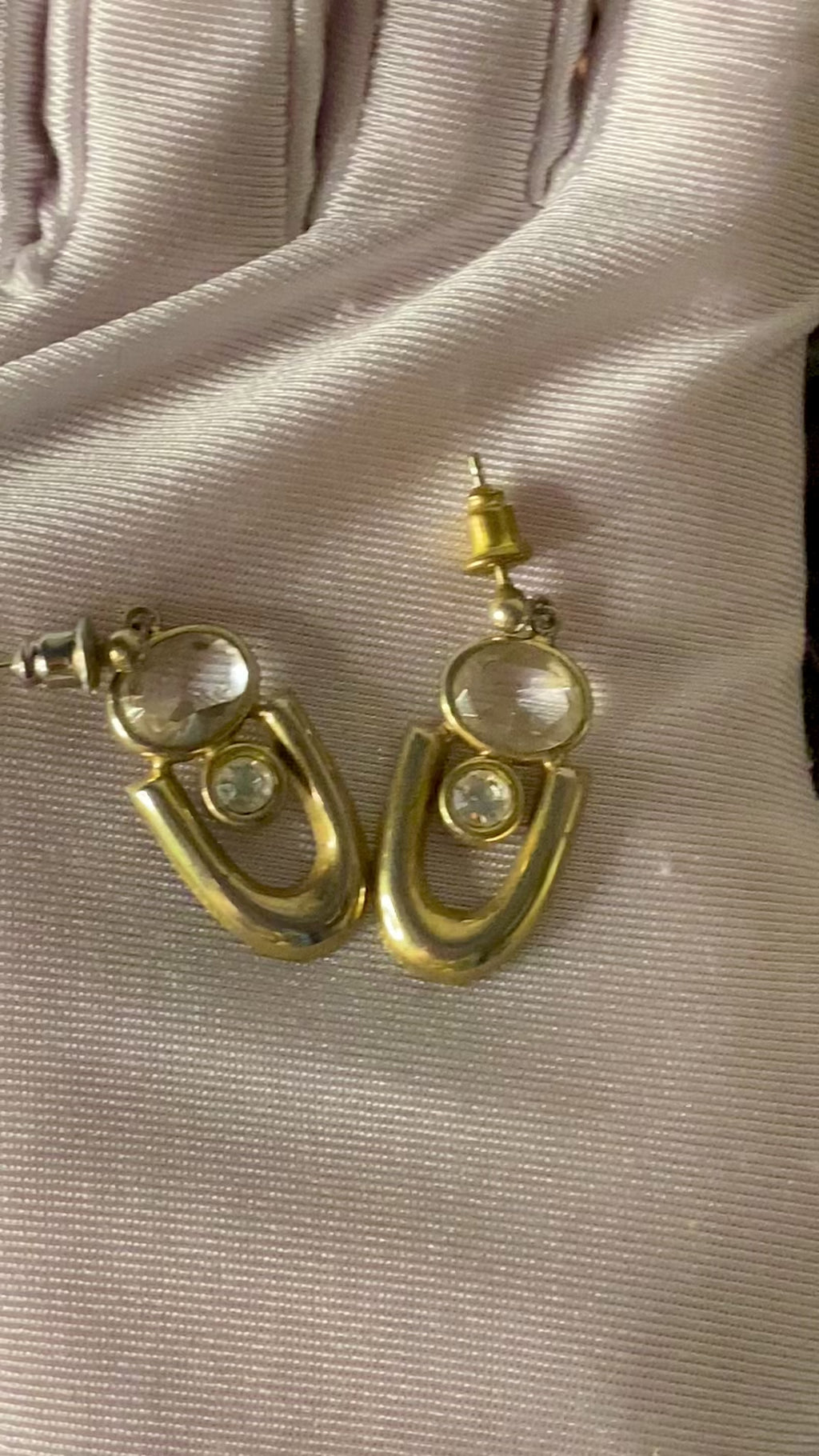 Orecchini dorati con pietra e diamante ‘60s