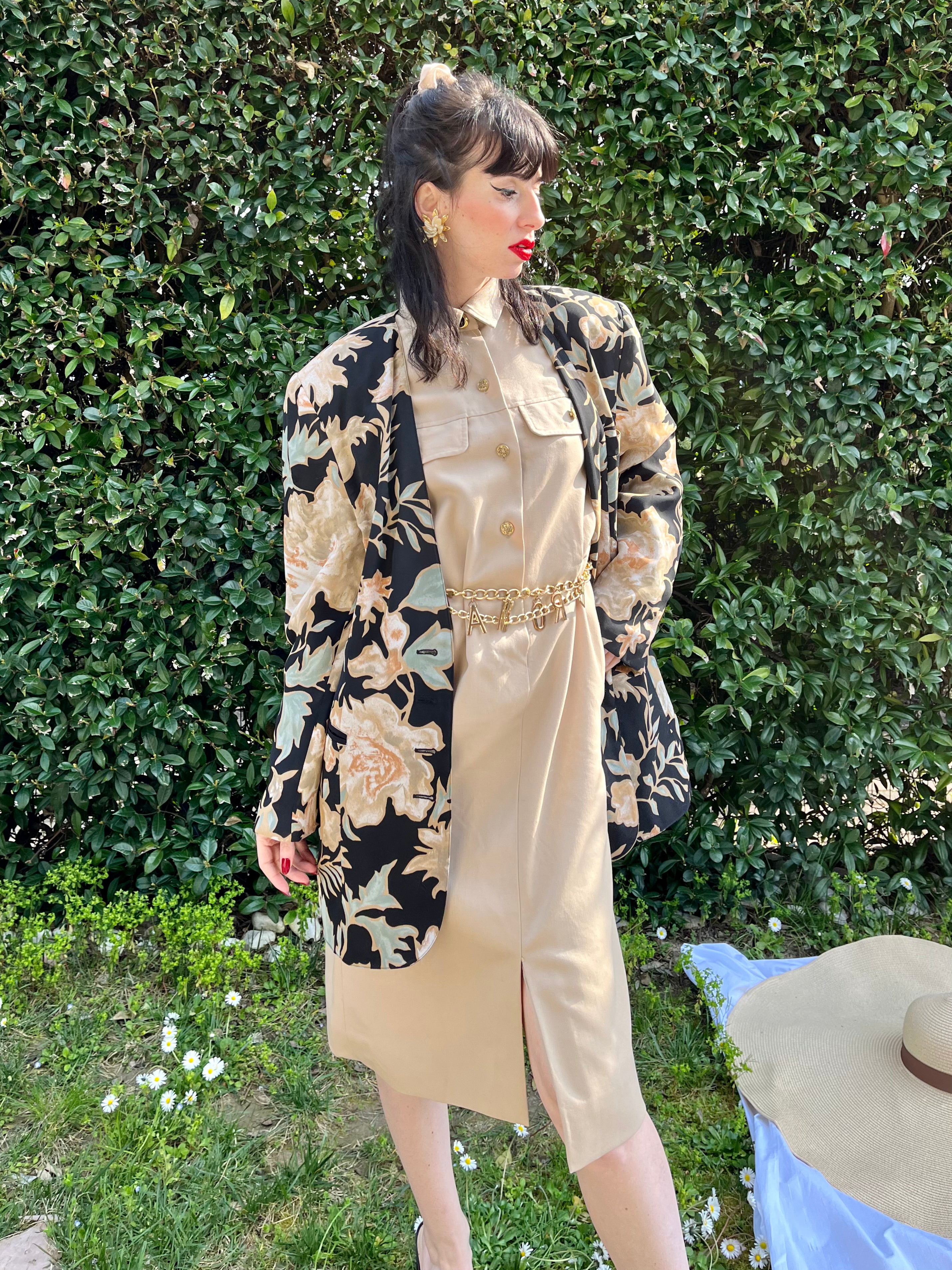 Blazer floreale monopetto