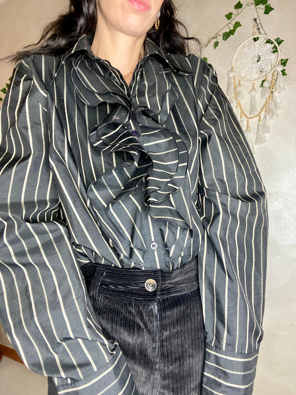 Camicia bavero jabot gessata
