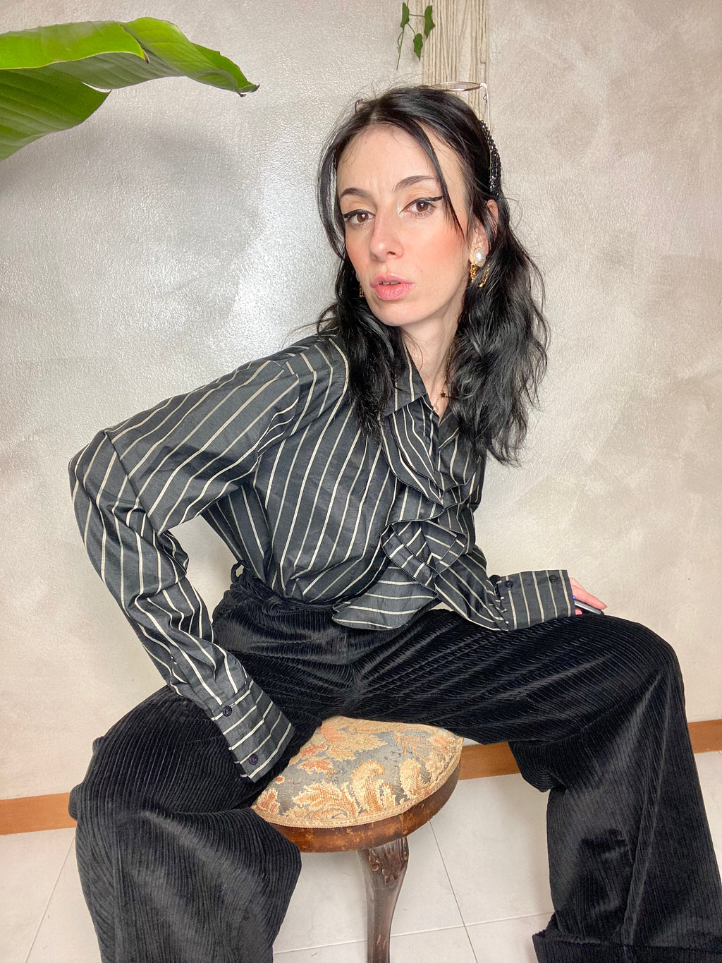 Camicia bavero jabot gessata