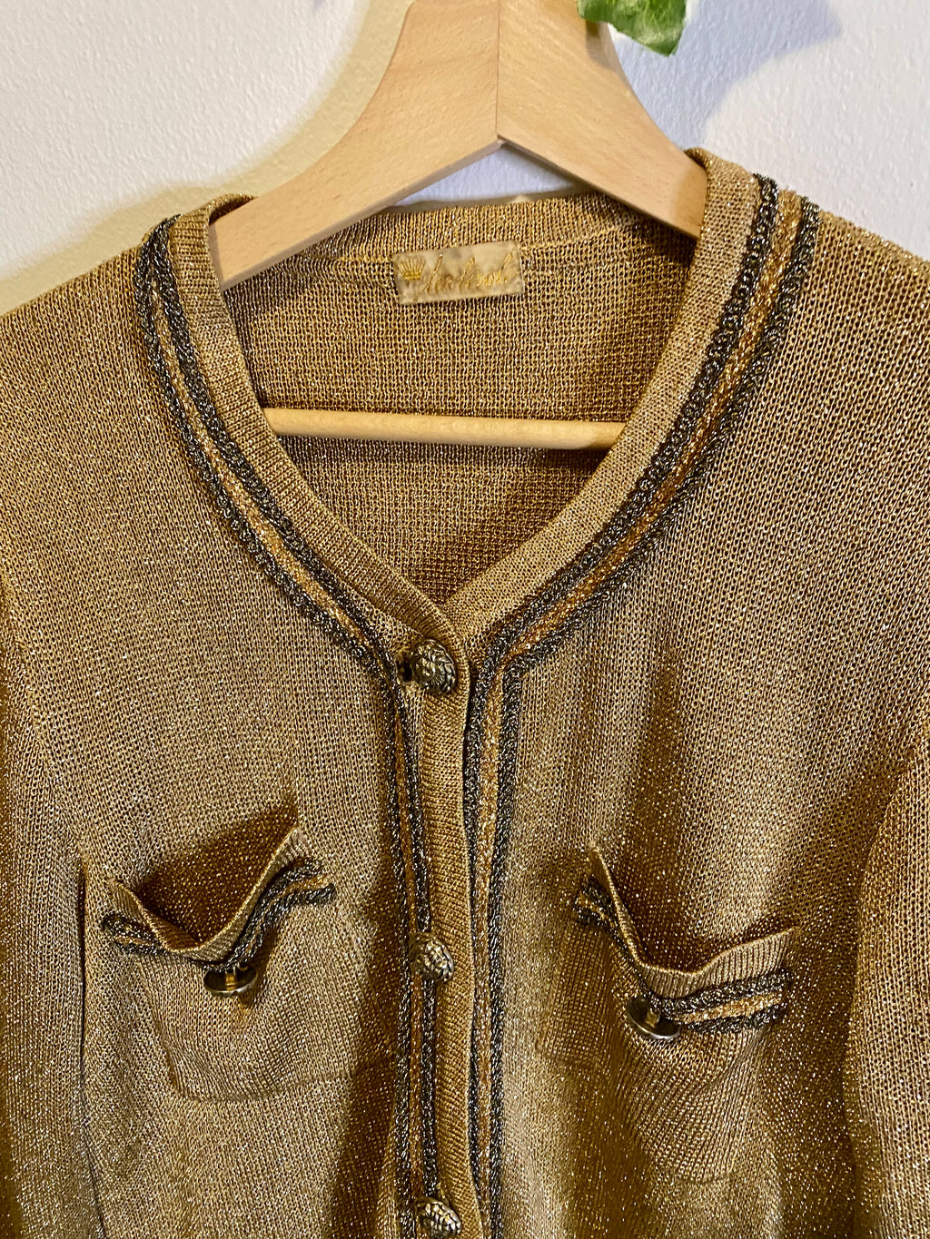 Cardigan dorato brillantinato