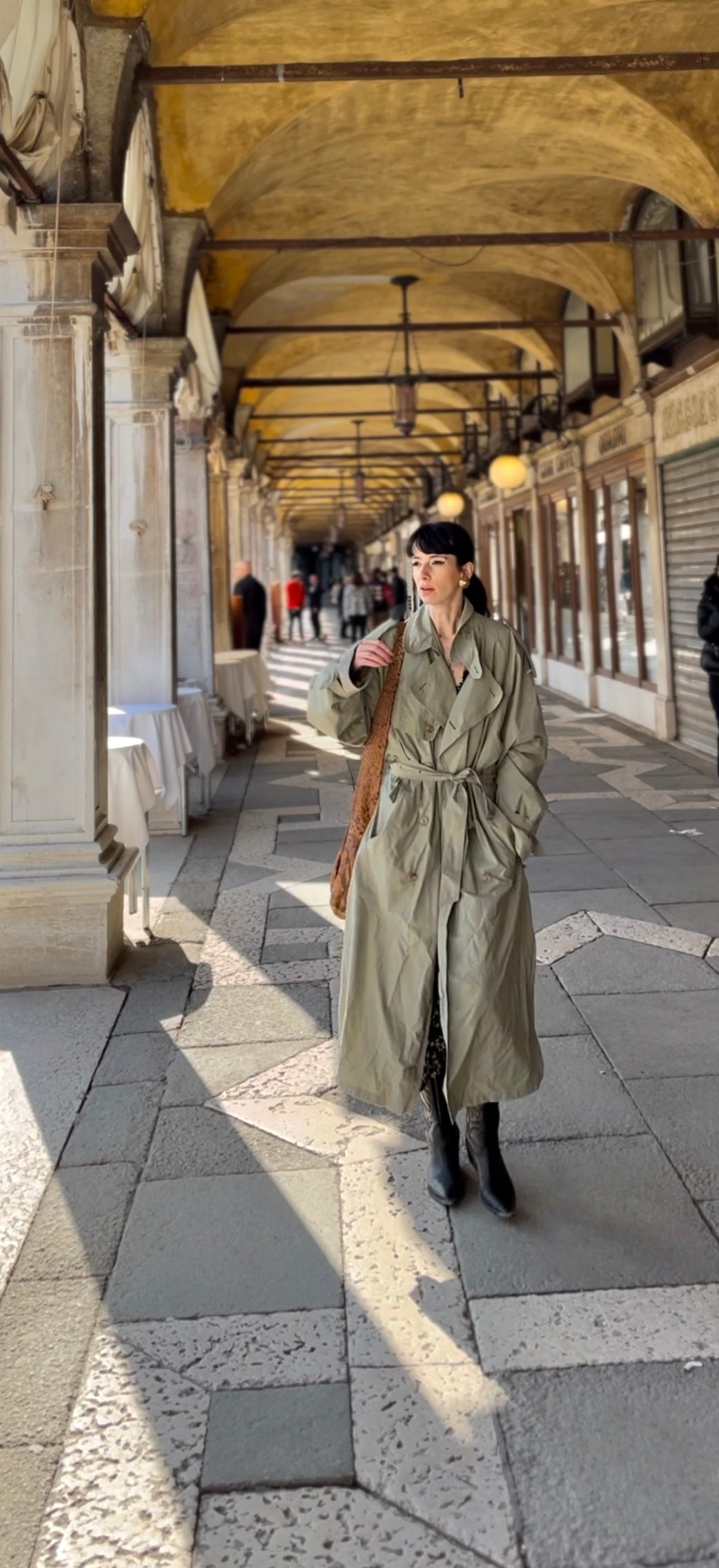 Trench-coat olive à double boutonnage