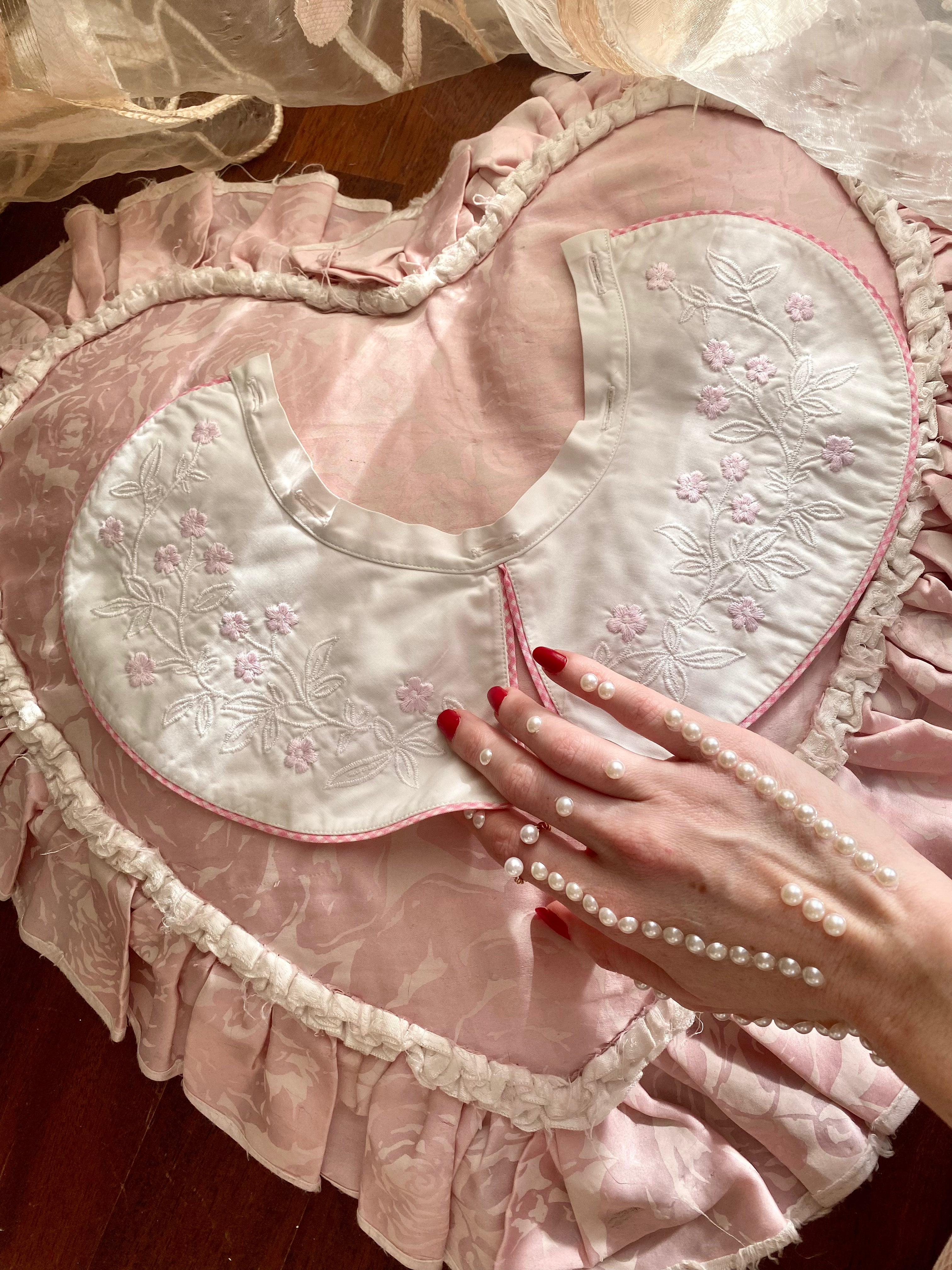 Colletto Peter Pan monta e smonta in cotone fiori