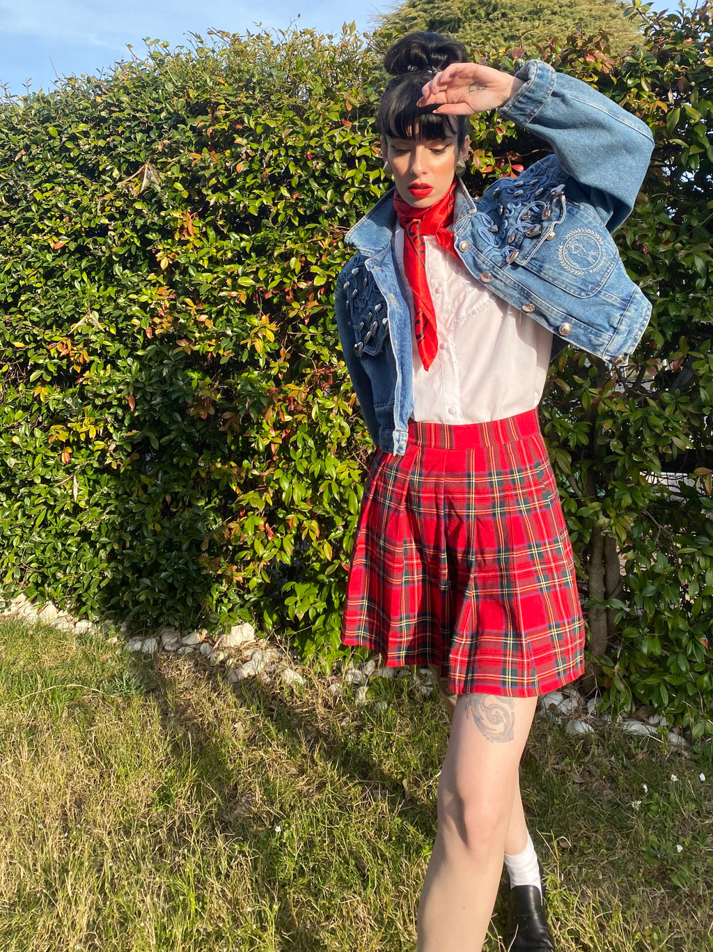Mini-jupe plissée tartan