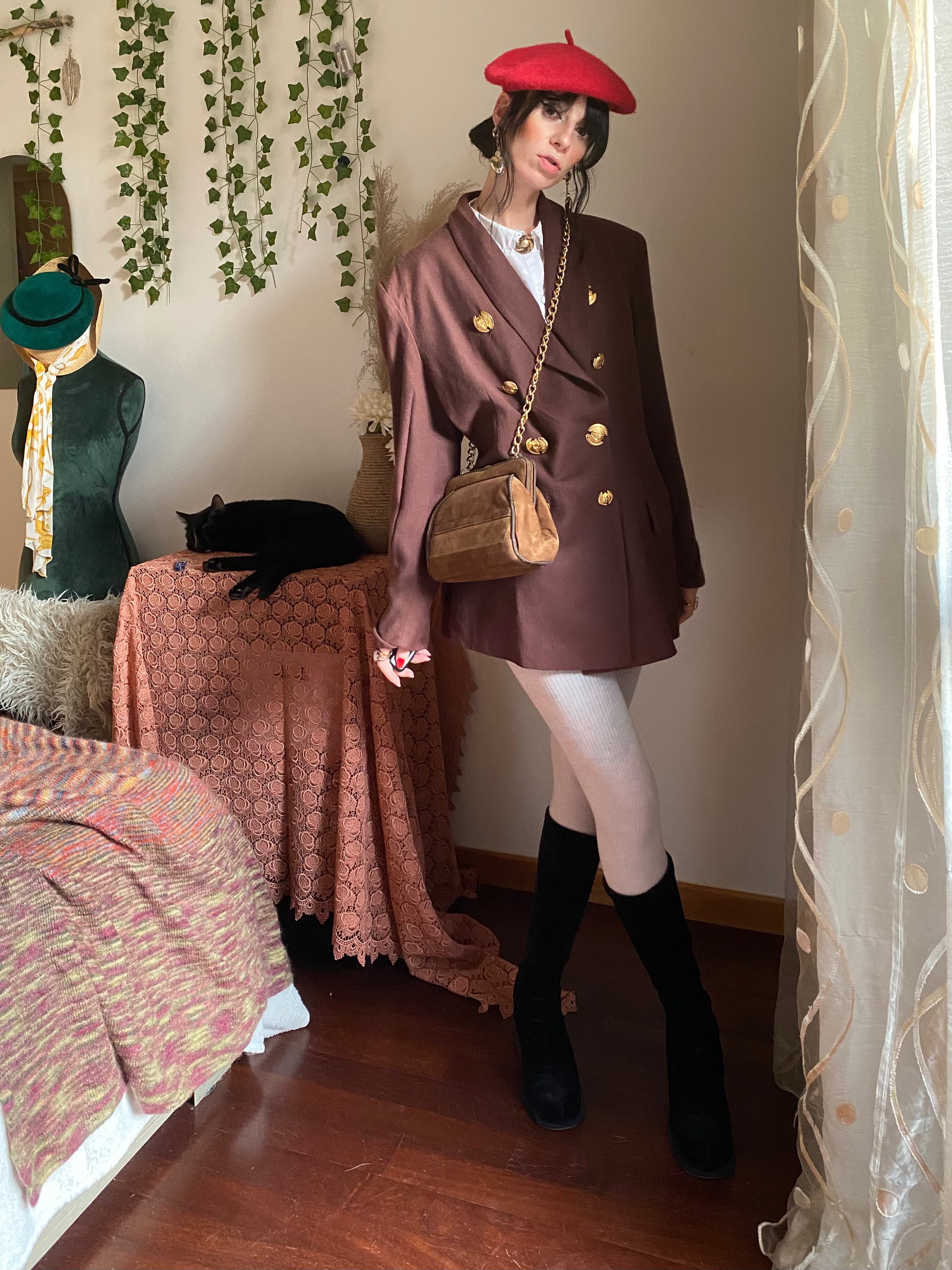 Blazer doppiopetto con bottoni dorati a vista