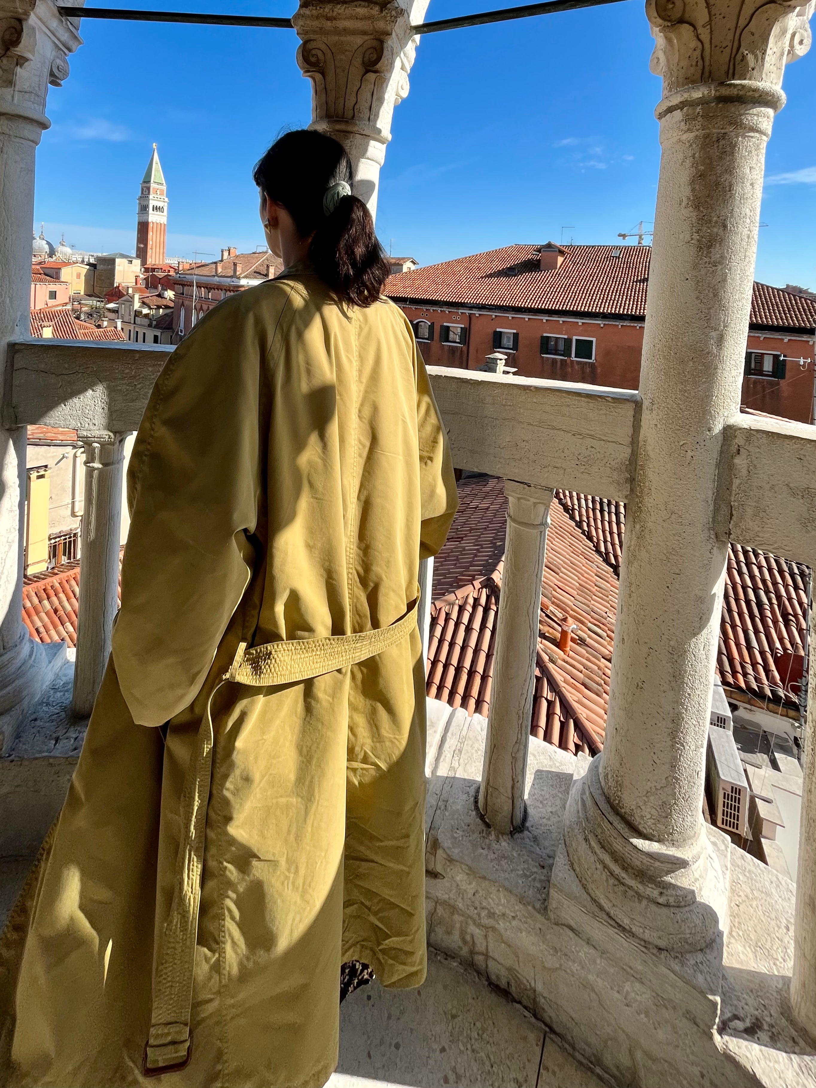 Versace sports trench-coat olive à boutonnage simple