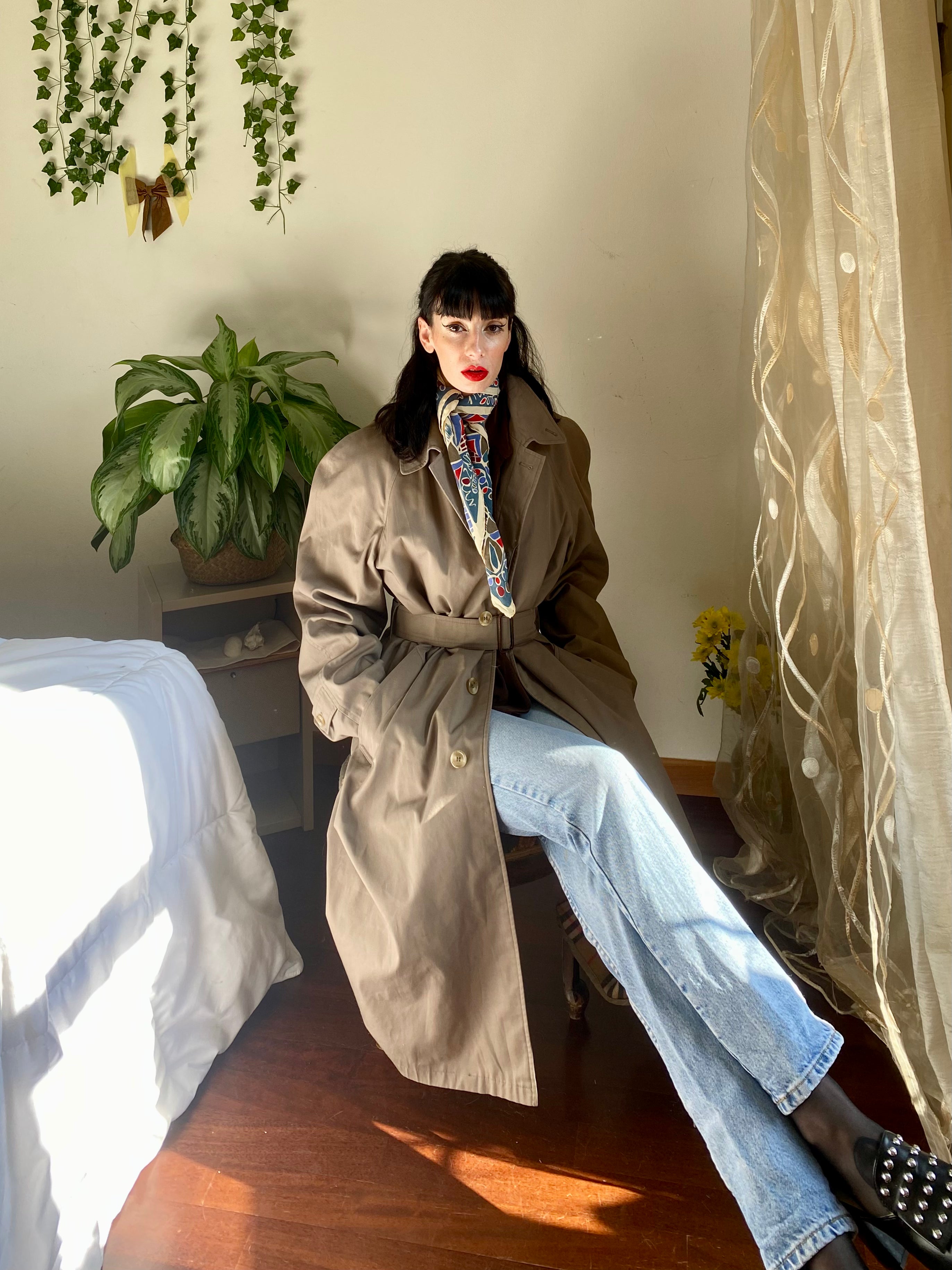 Trench gris tourterelle à simple boutonnage