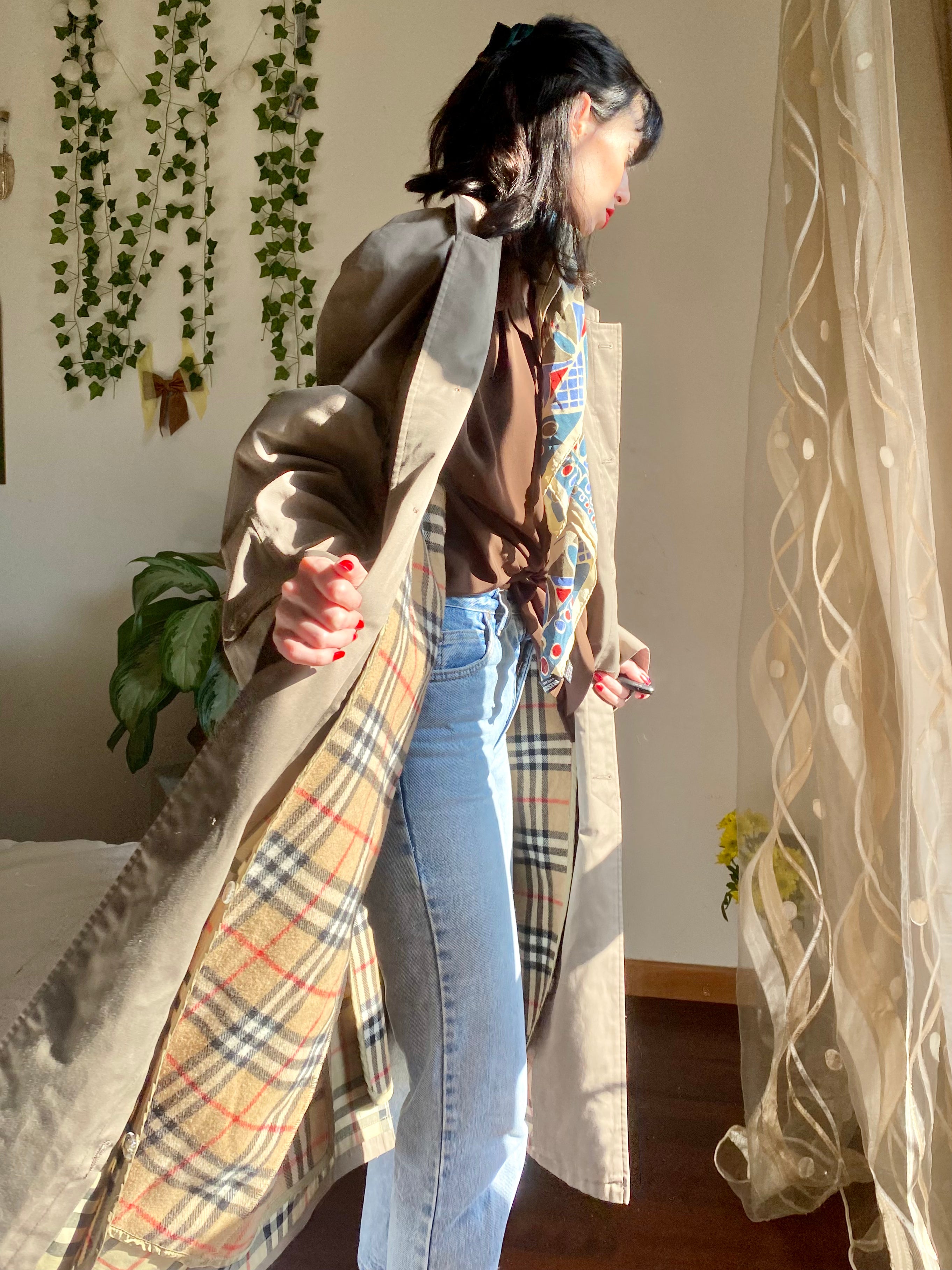 Trench gris tourterelle à simple boutonnage