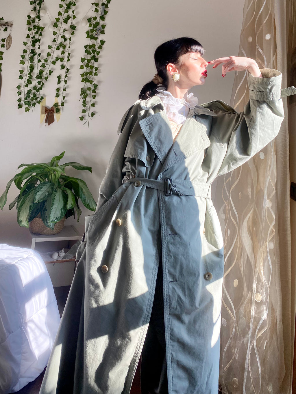 Trench oliva doppiopetto