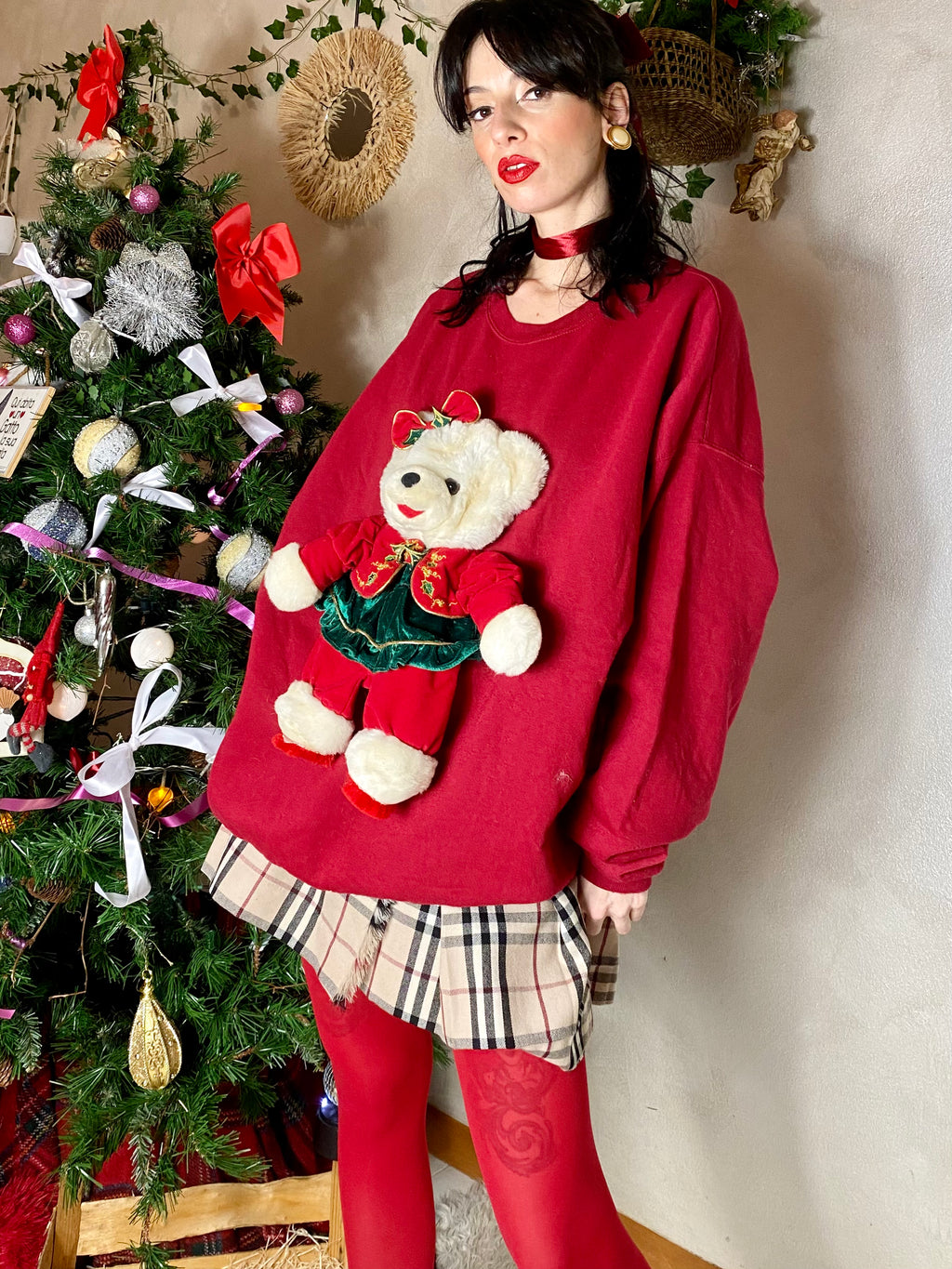 Felpa Teddy peluche natalizio