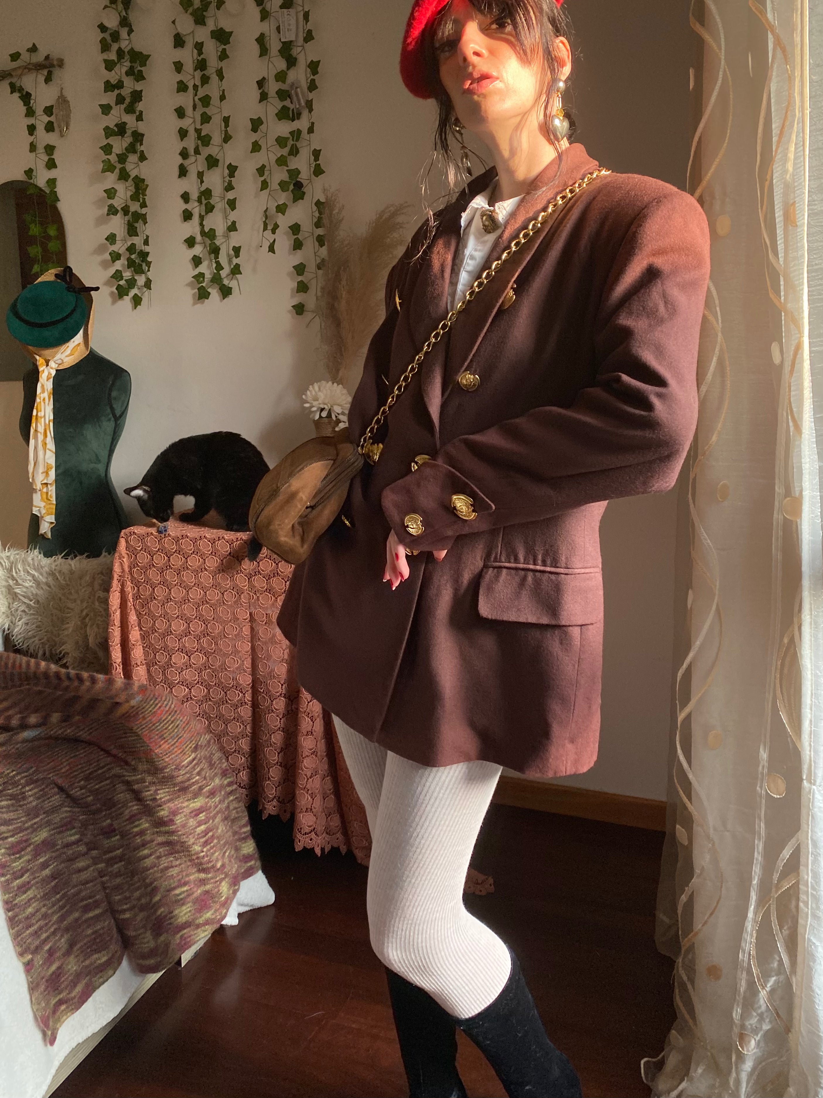 Blazer doppiopetto con bottoni dorati a vista